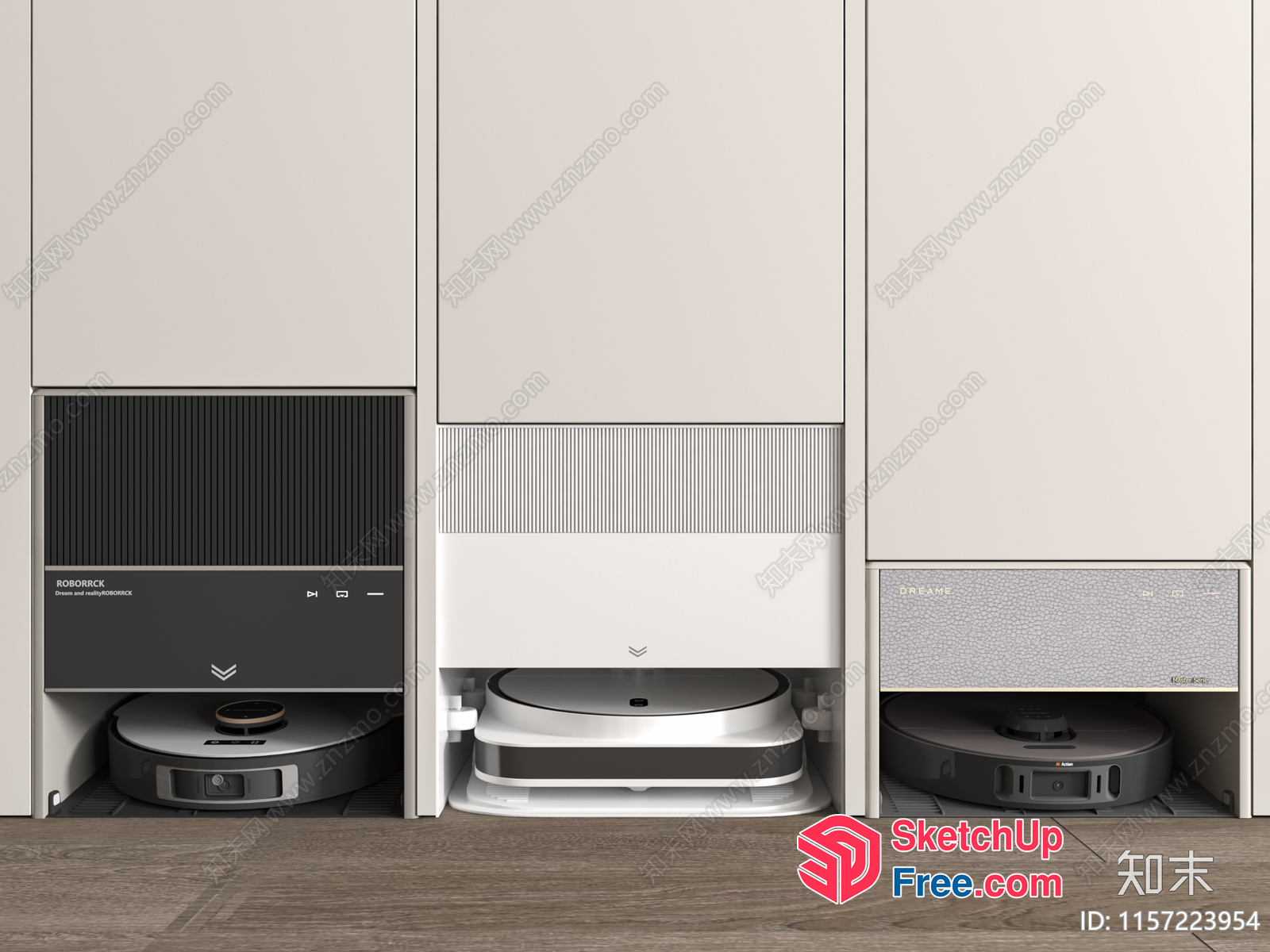 Modern Robot Vacuum Cleaners In Storage Bays 3D SketchUp File
