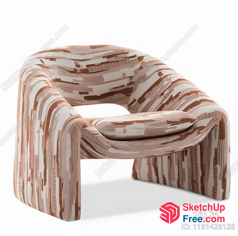 Modern Striped Patterned Accent Chair 3D SketchUp File