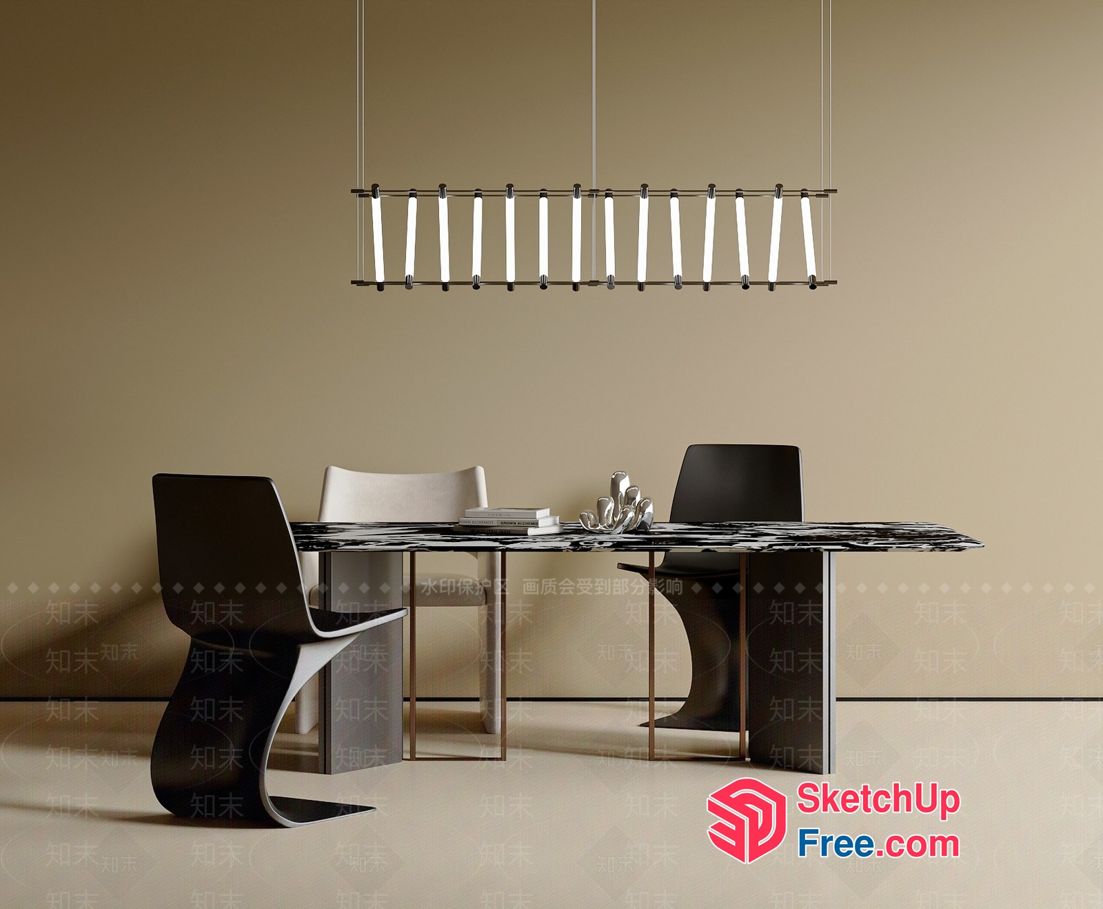Modern Minimalist Dining Room Interior 3D SketchUp File