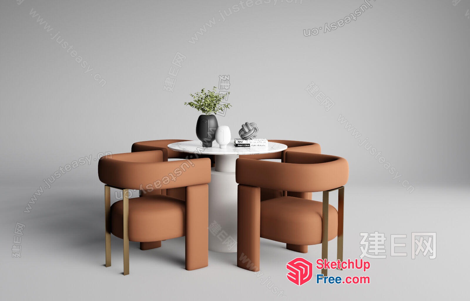 Modern Dining Room Table And Chairs 3D SketchUp File