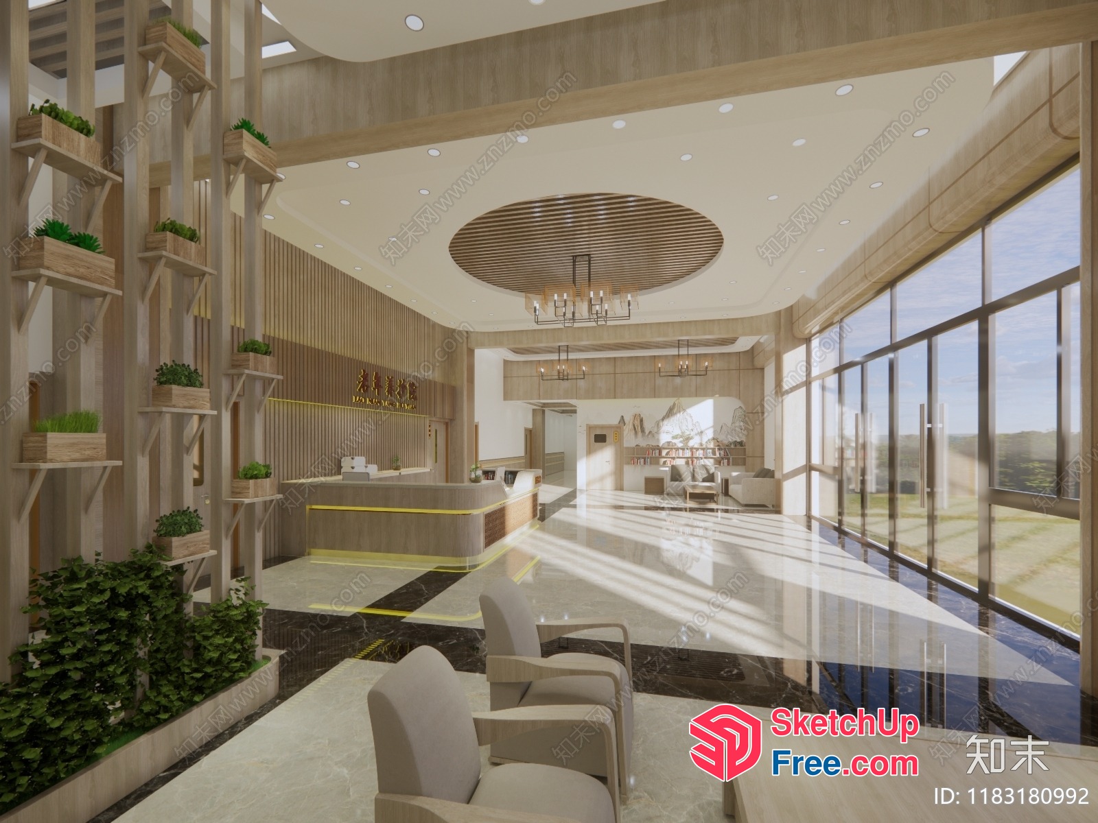 Elegant Reception Area With Natural Light And Modern Decor 3D SketchUp File