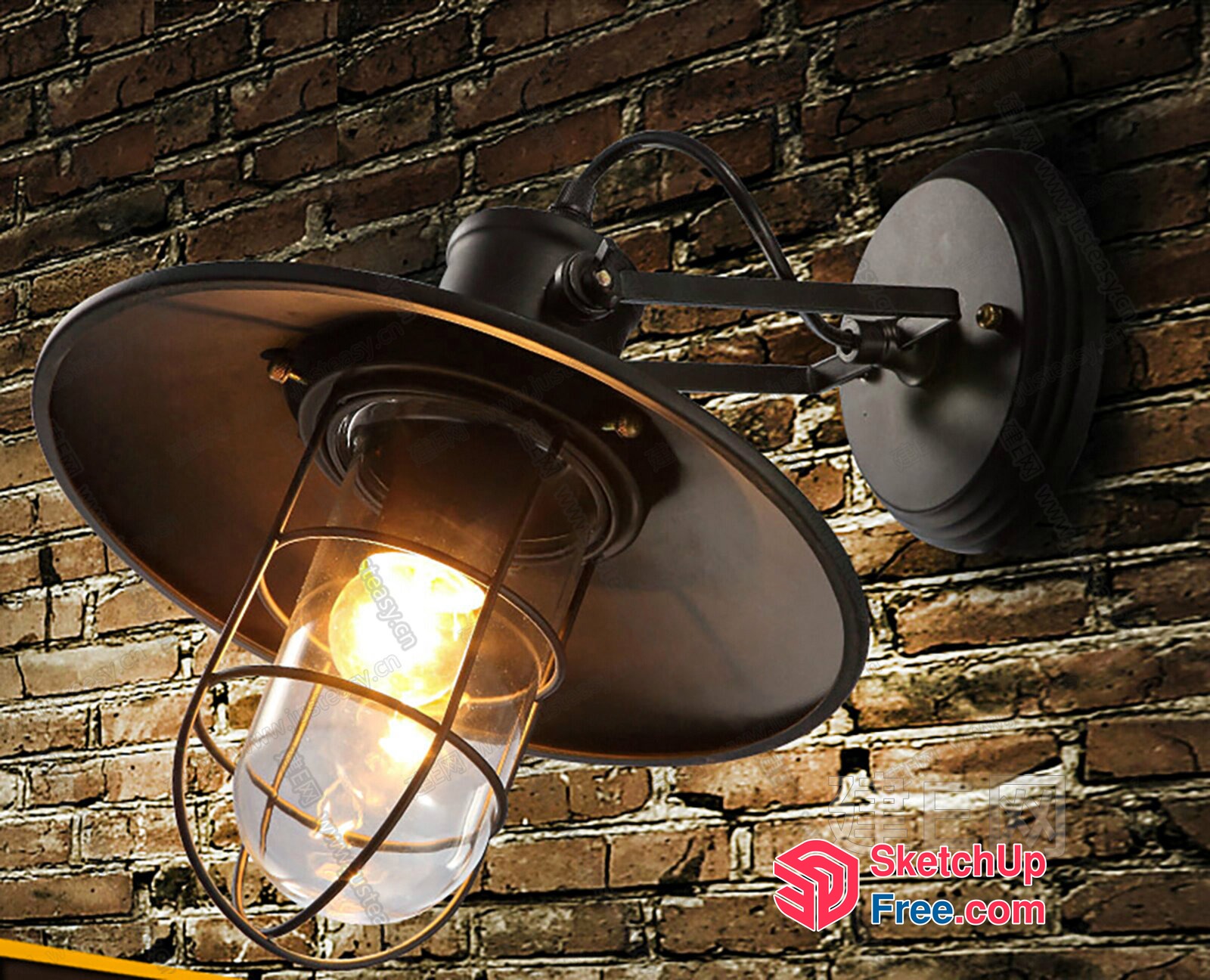 Vintage Industrial Style Hanging Light Fixture 3D SketchUp File