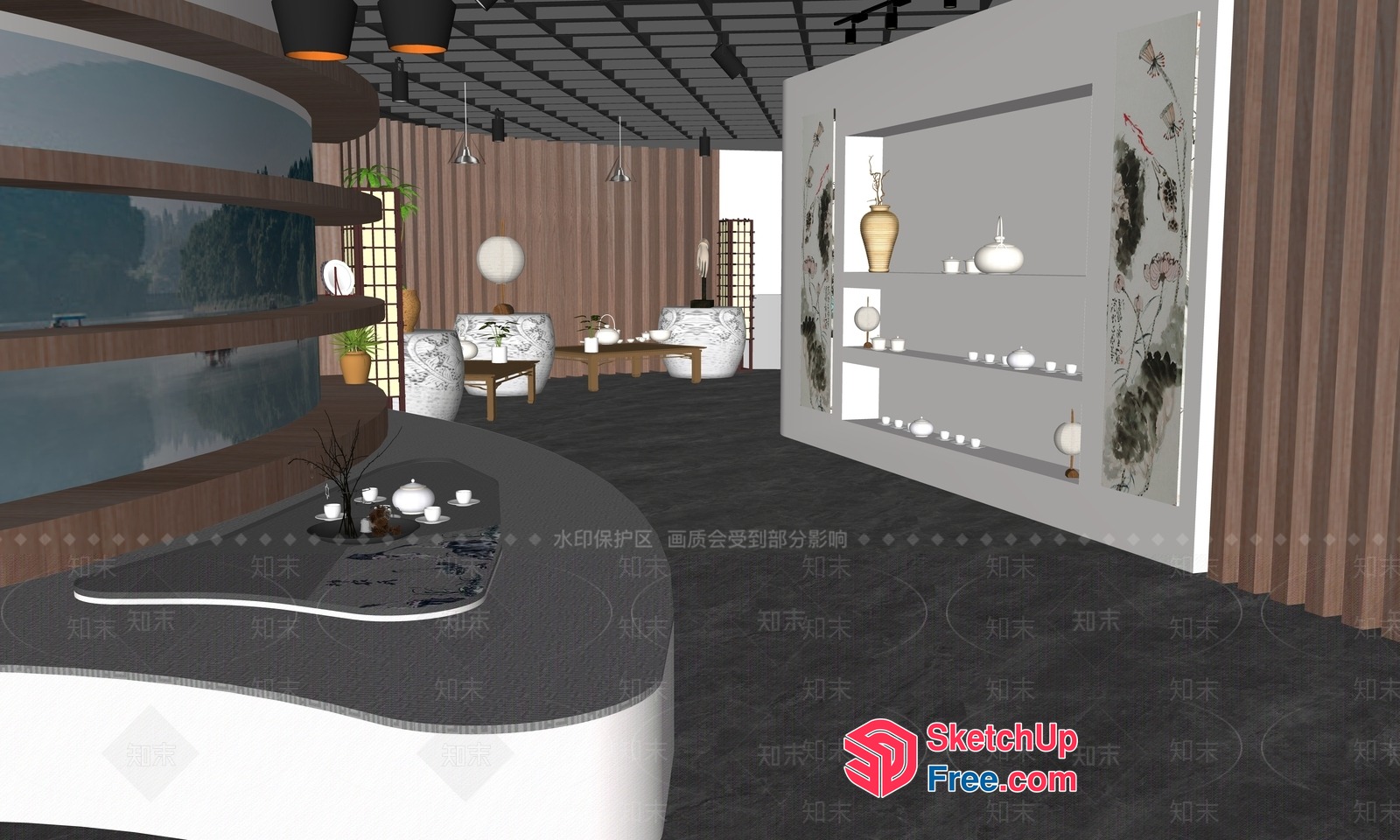 Modern Japanese-Inspired Interior 3D SketchUp File