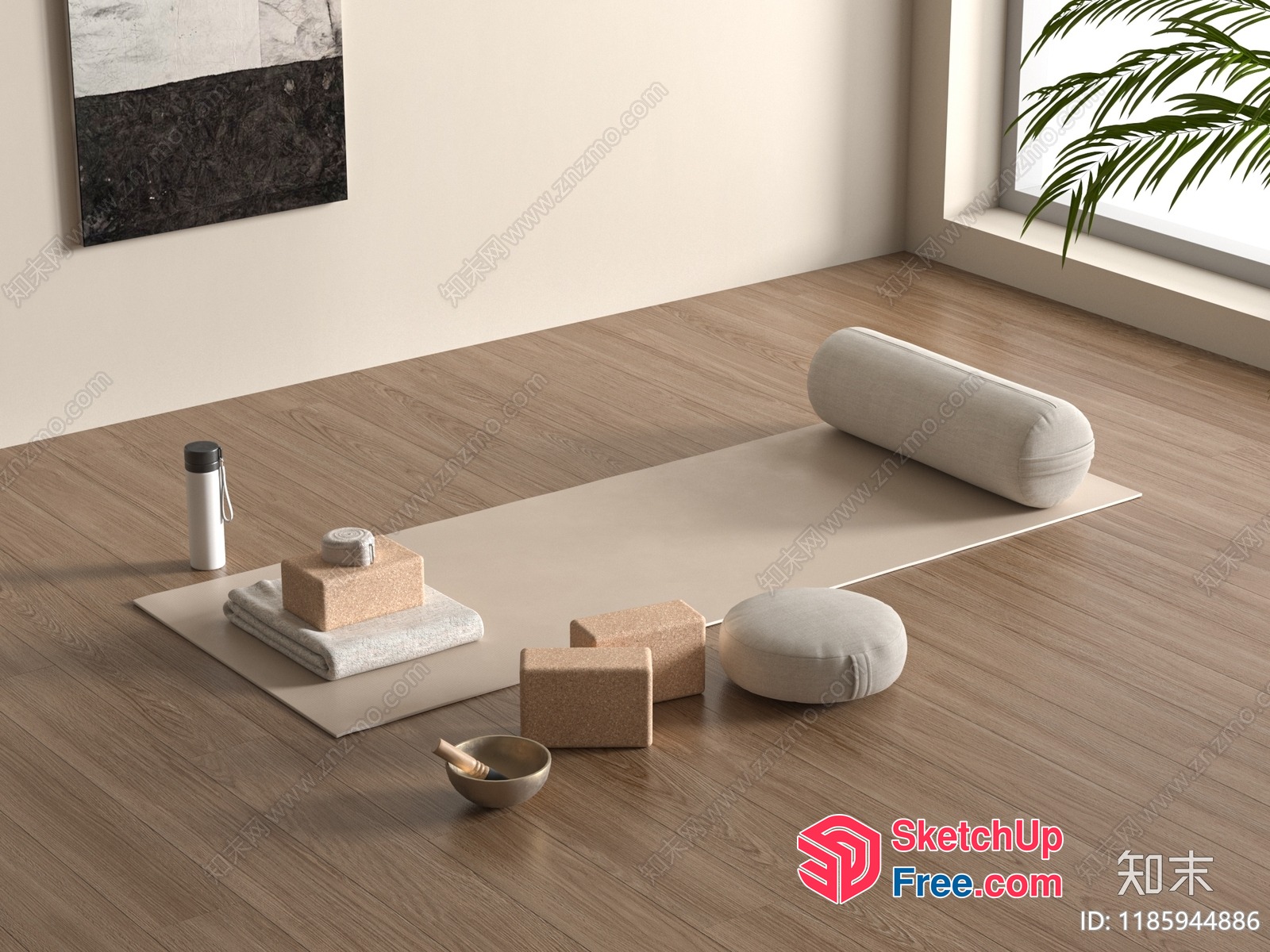 Minimalist Japanese Style Interior Yoga Room 3D SketchUp File