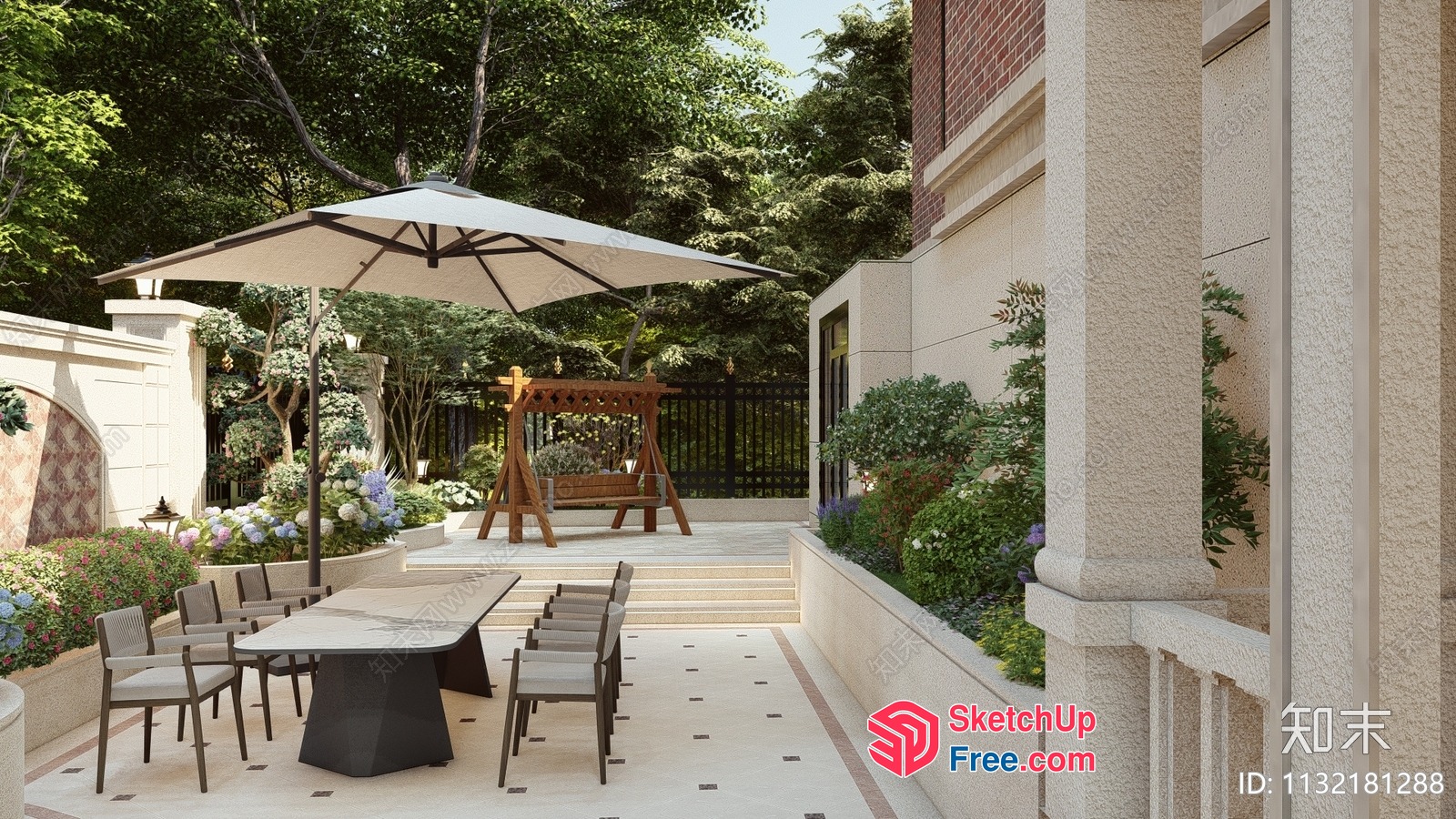 Outdoor Seating Area With Table And Chairs 3D SketchUp File