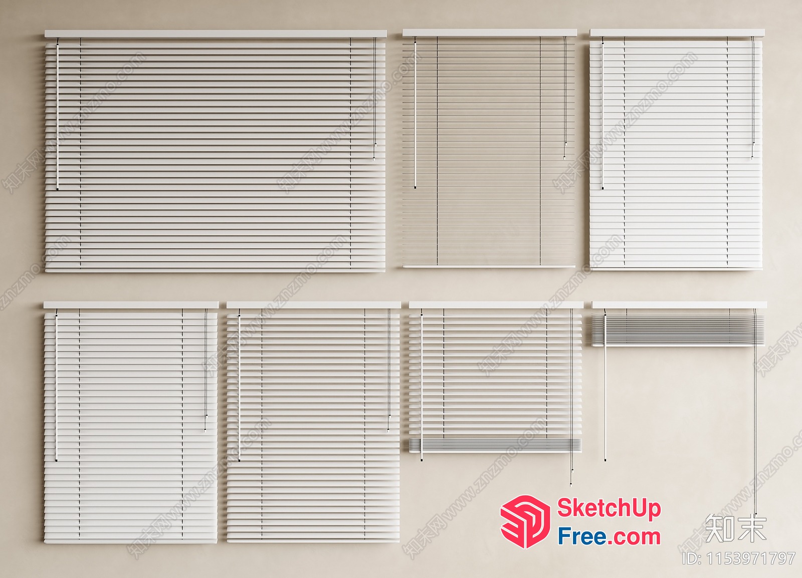 White Horizontal Blinds In Multiple Styles 3D SketchUp File