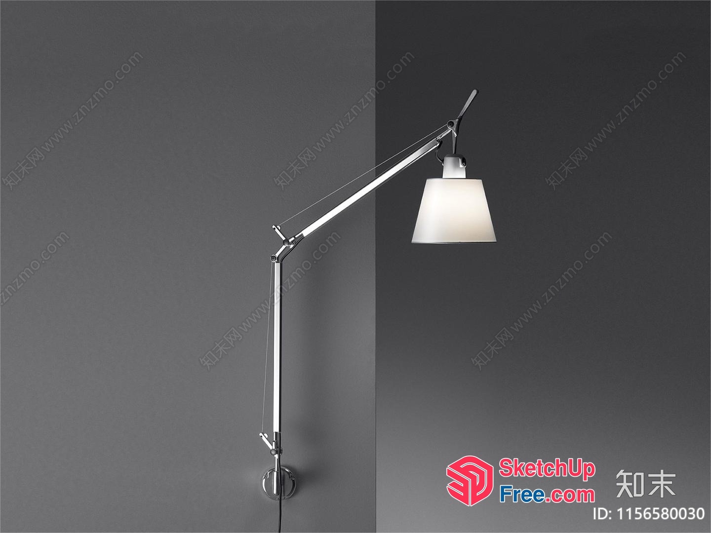 Adjustable Arm Lamp With White Shade 3D SketchUp File