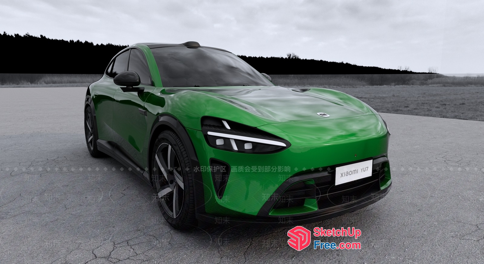 Sleek Green Sports Car 3D SketchUp File