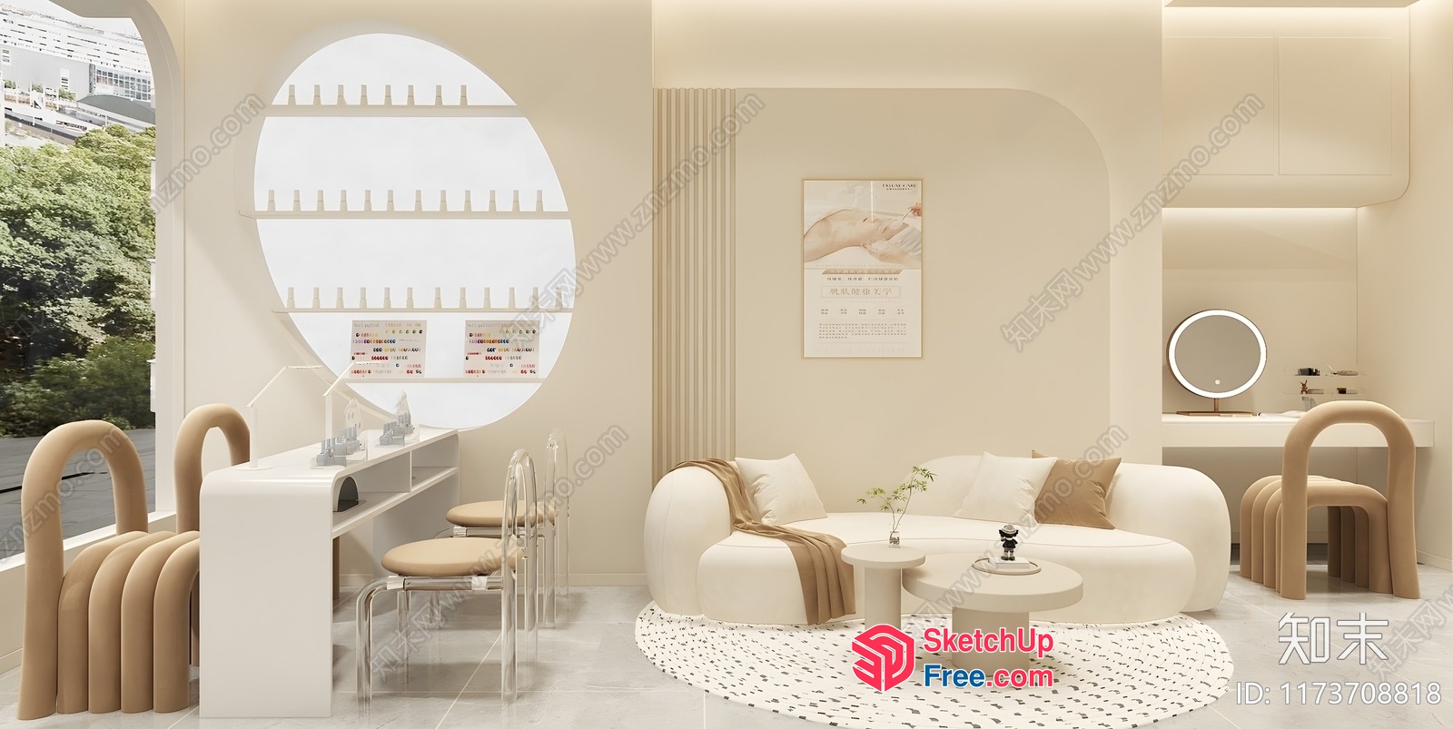 Creamy White Modern Living Room Interior 3D SketchUp File