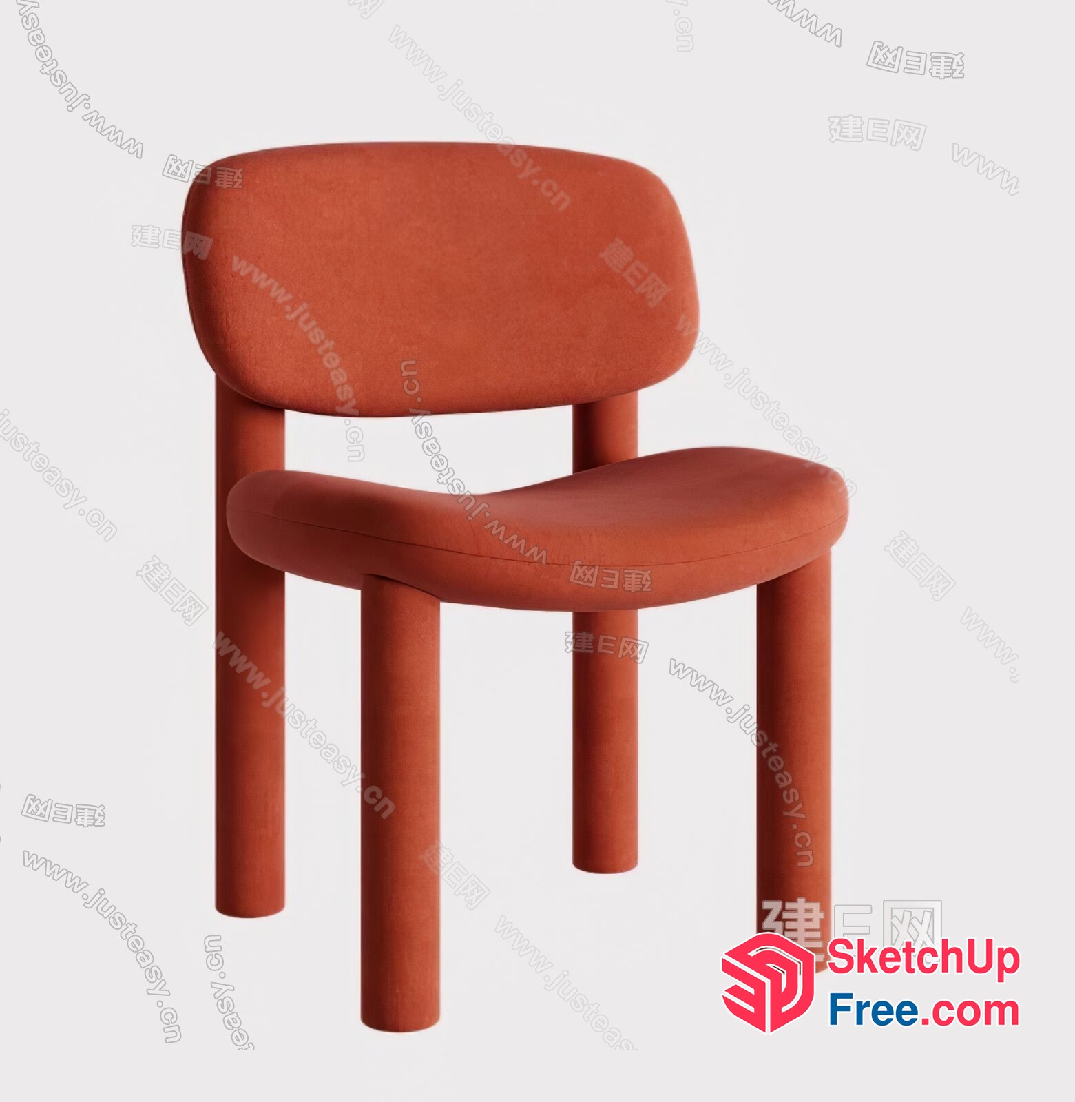Modern Orange Chair With Minimalist Design 3D SketchUp File
