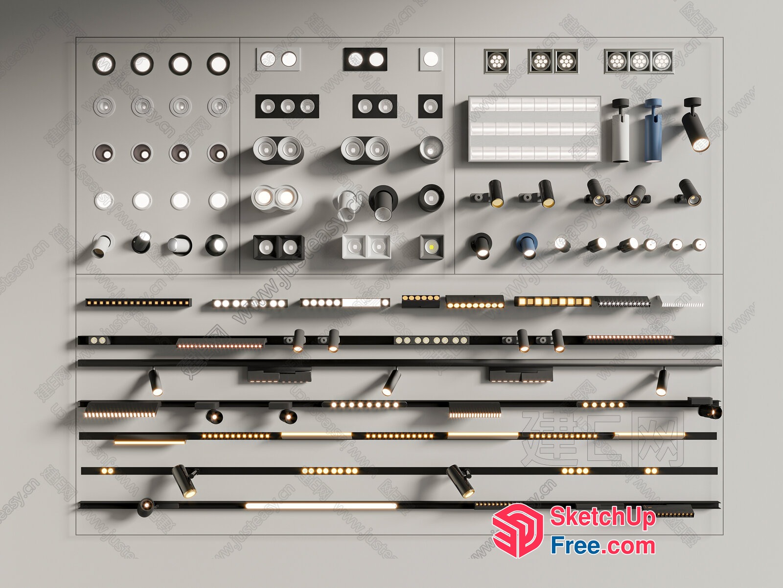 Various Track Lighting Fixtures 3D SketchUp File