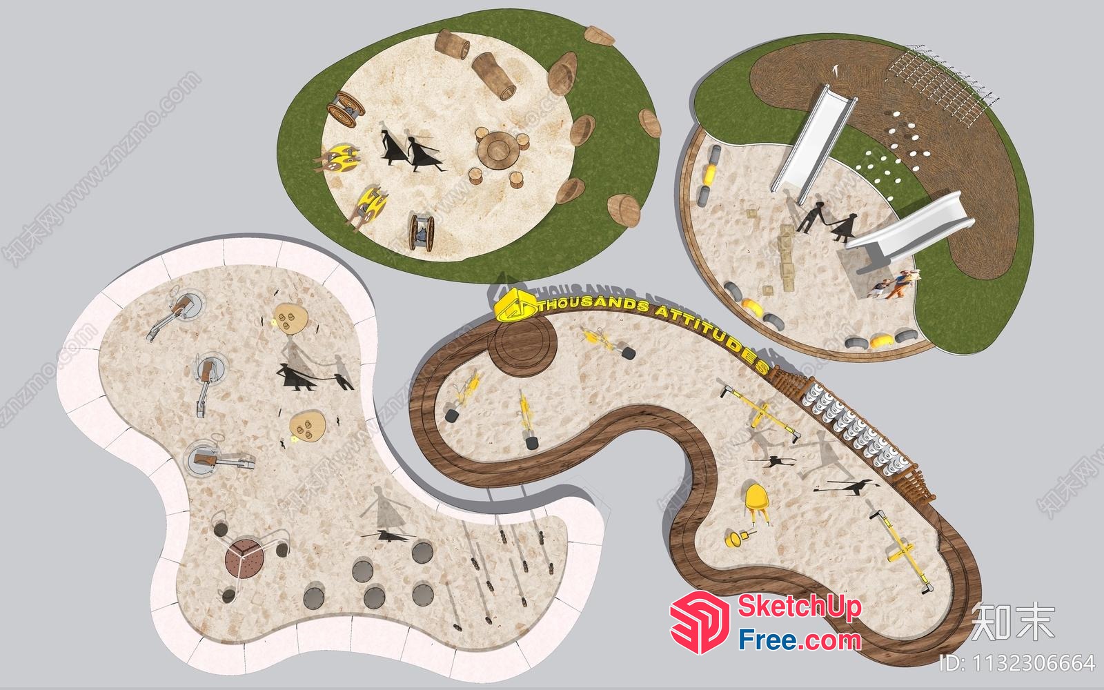 Aerial View Of An Outdoor Playground With A Variety Of Play Equipment 3D SketchUp File
