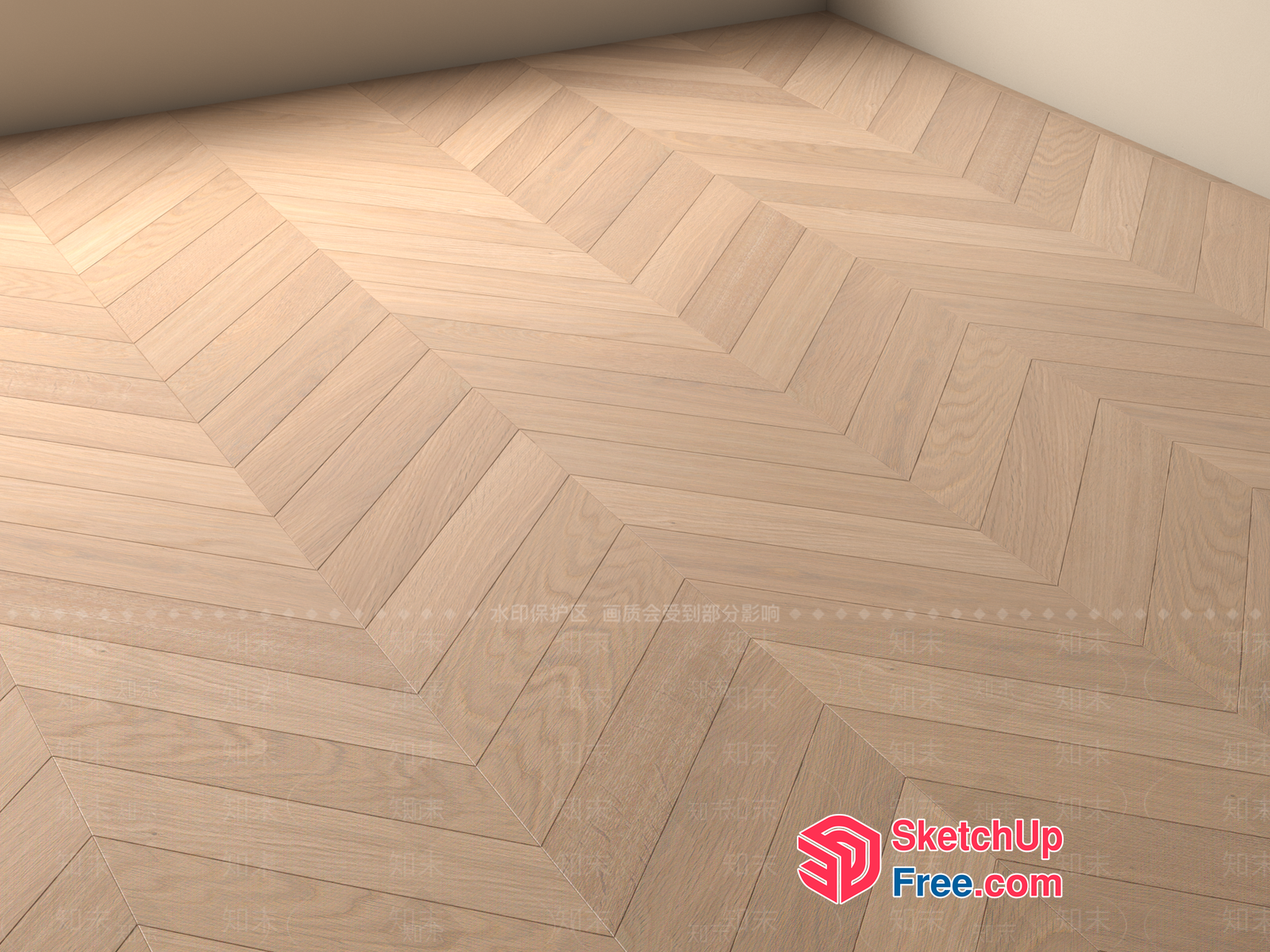 Light-Colored Wood Herringbone Patterned Floor 3D SketchUp File