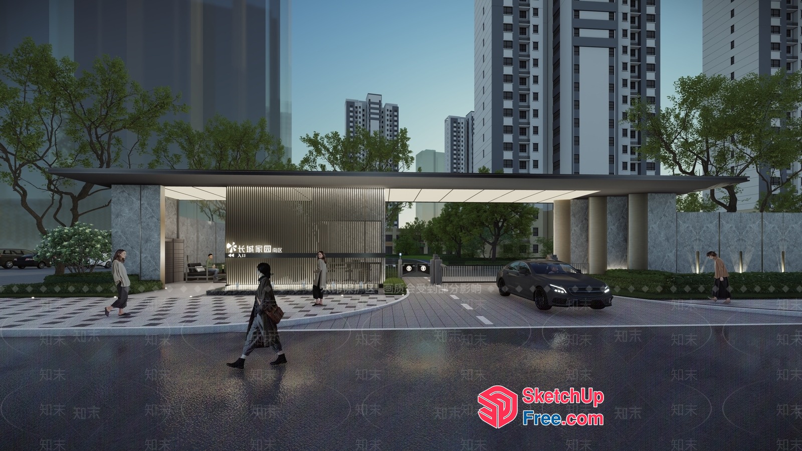 Modern Urban Entranceway 3D SketchUp File