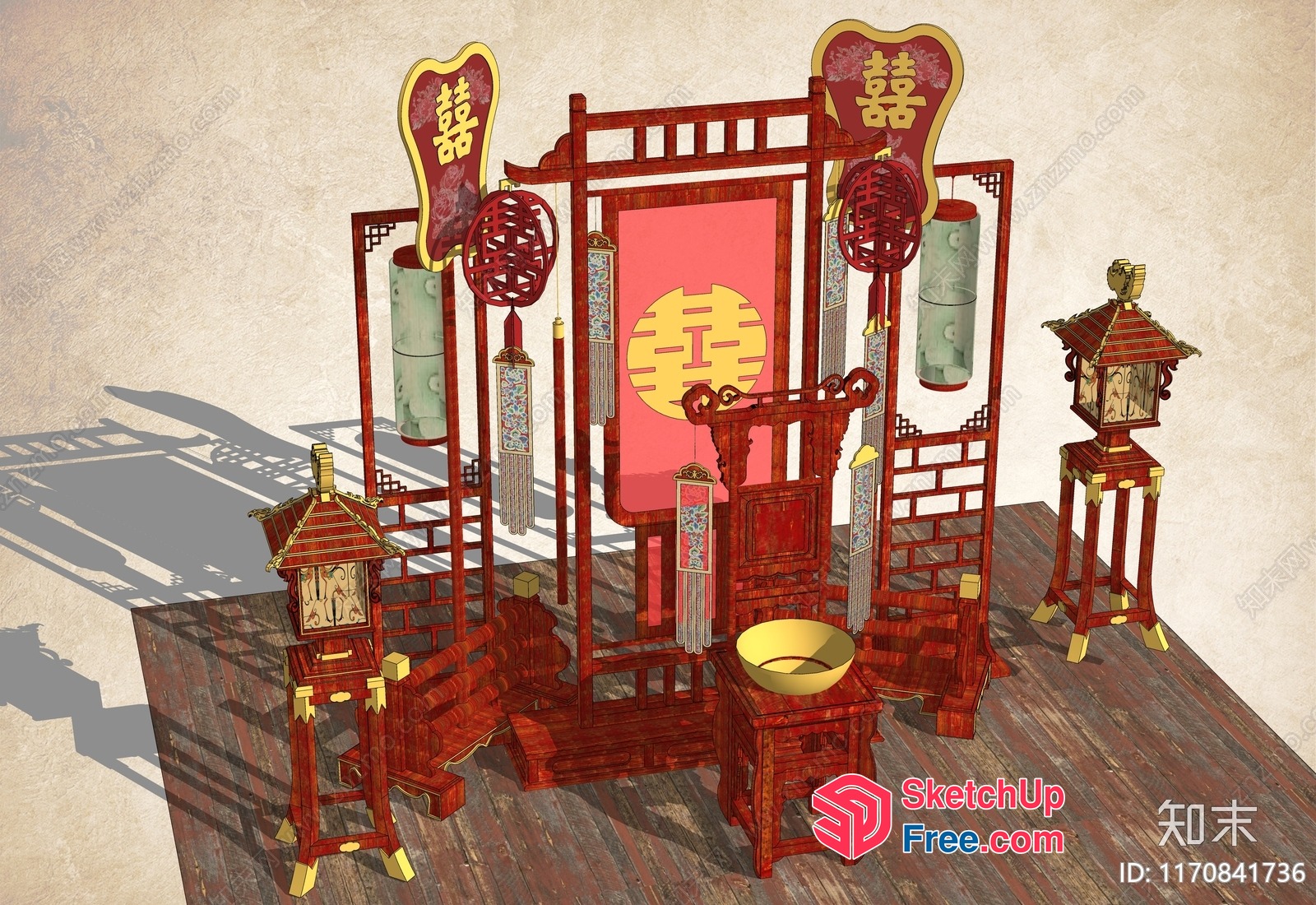 Traditional Chinese Wedding Decoration 3D SketchUp File