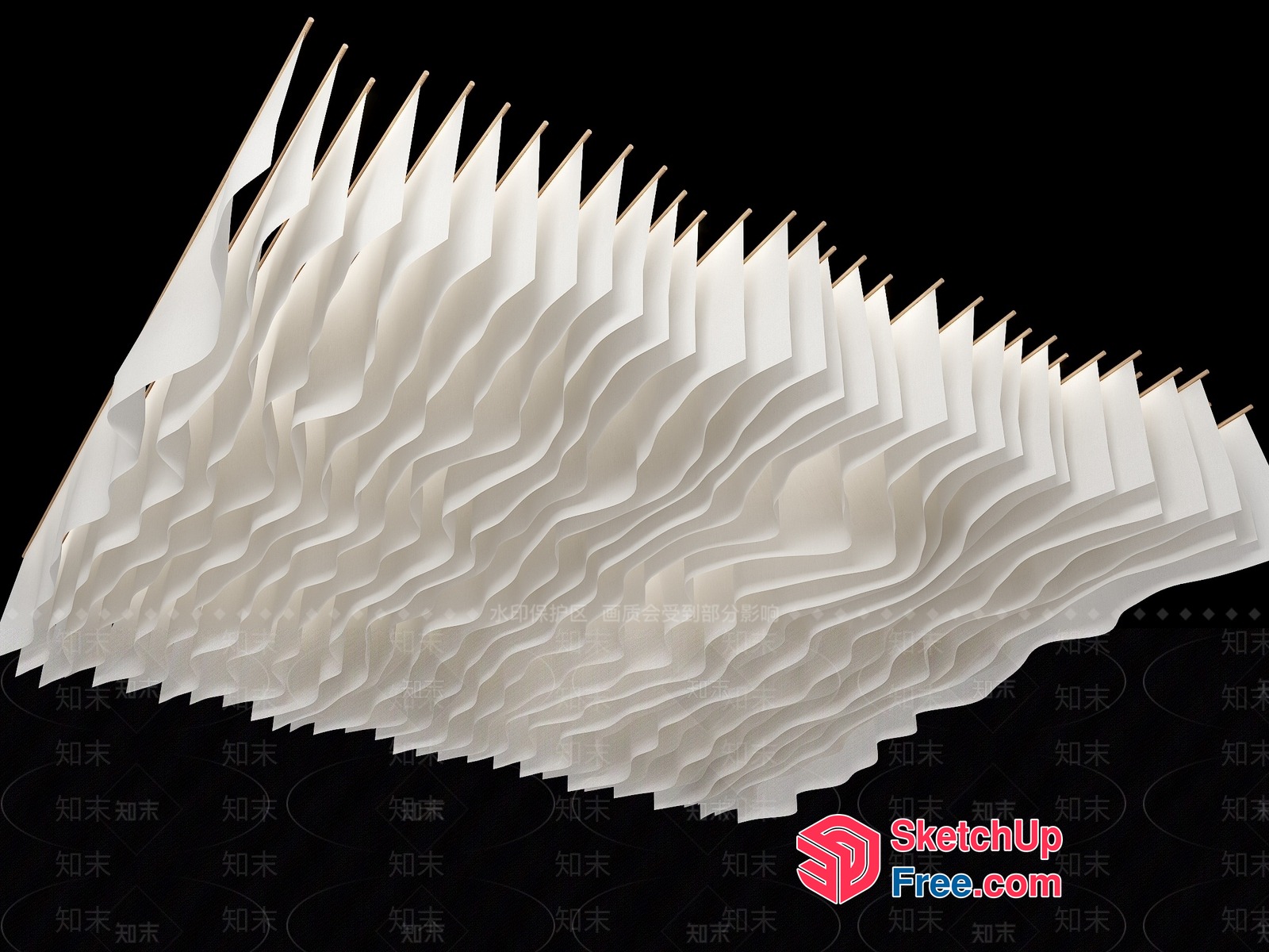White Wave Patterned Ceiling Light Fixtures 3D SketchUp File