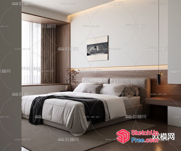 Minimalist Japanese Style Bedroom 3D SketchUp File