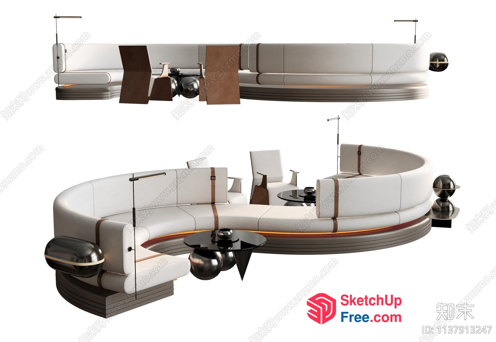 Modern And Elegant White Sofa And Table Furniture Set 3D SketchUp File