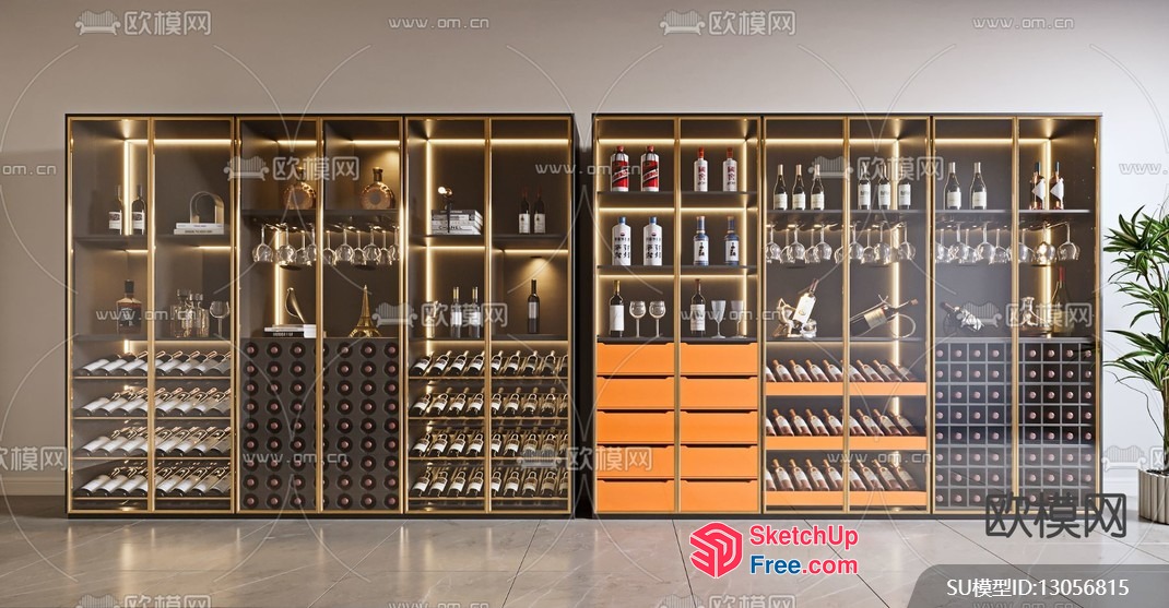 Wine And Liquor Display Cabinet 3D SketchUp File