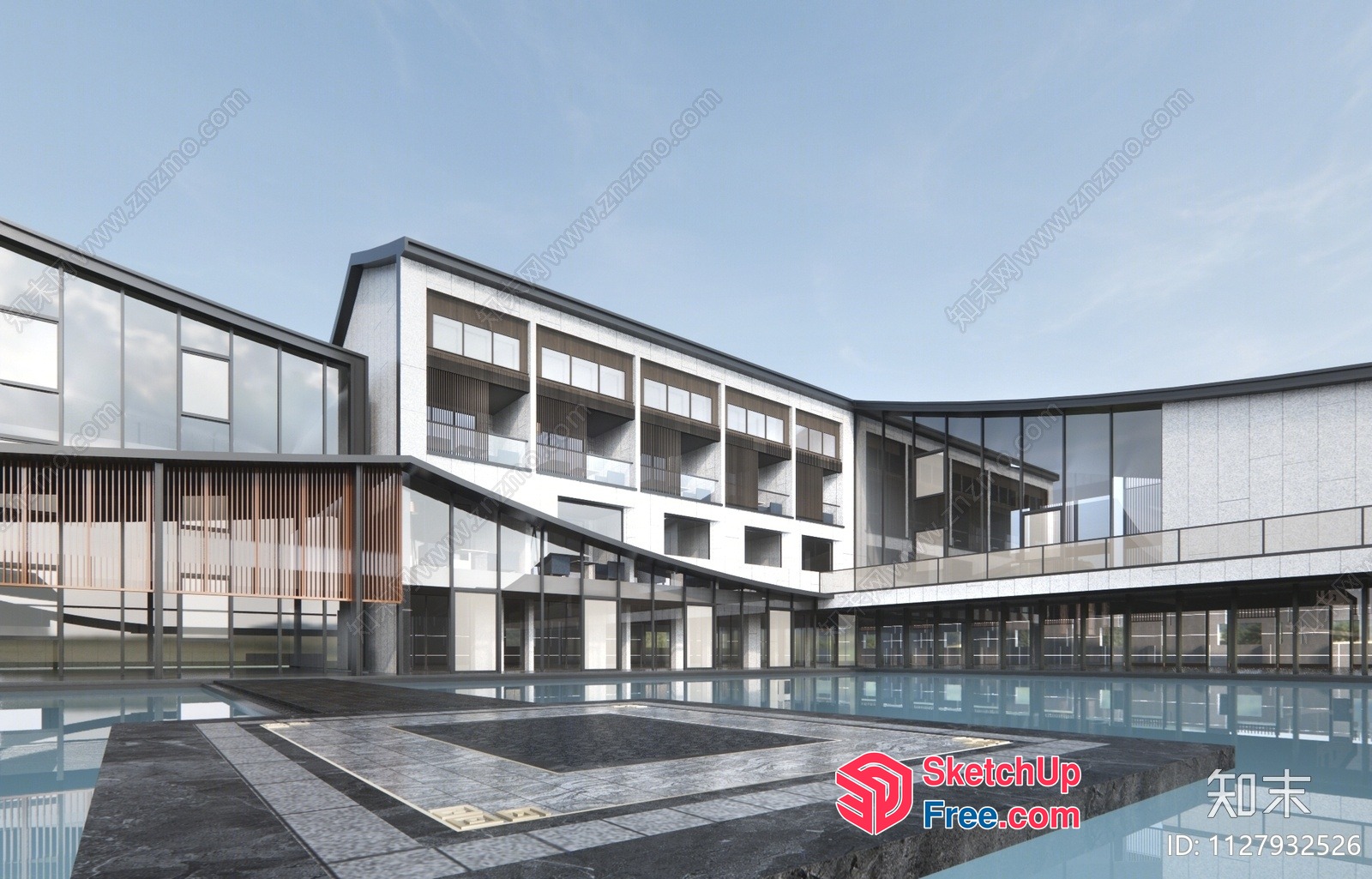 Modern Glass Curtain Wall Building 3D SketchUp File