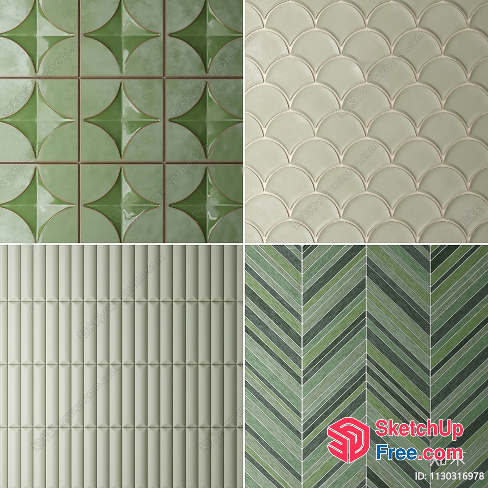 Green And White Ceramic Tile Patterns 3D SketchUp File