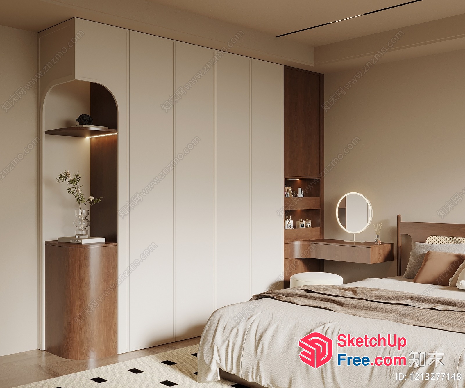 Modern Bedroom Interior Design With Neutral Color Scheme 3D SketchUp File
