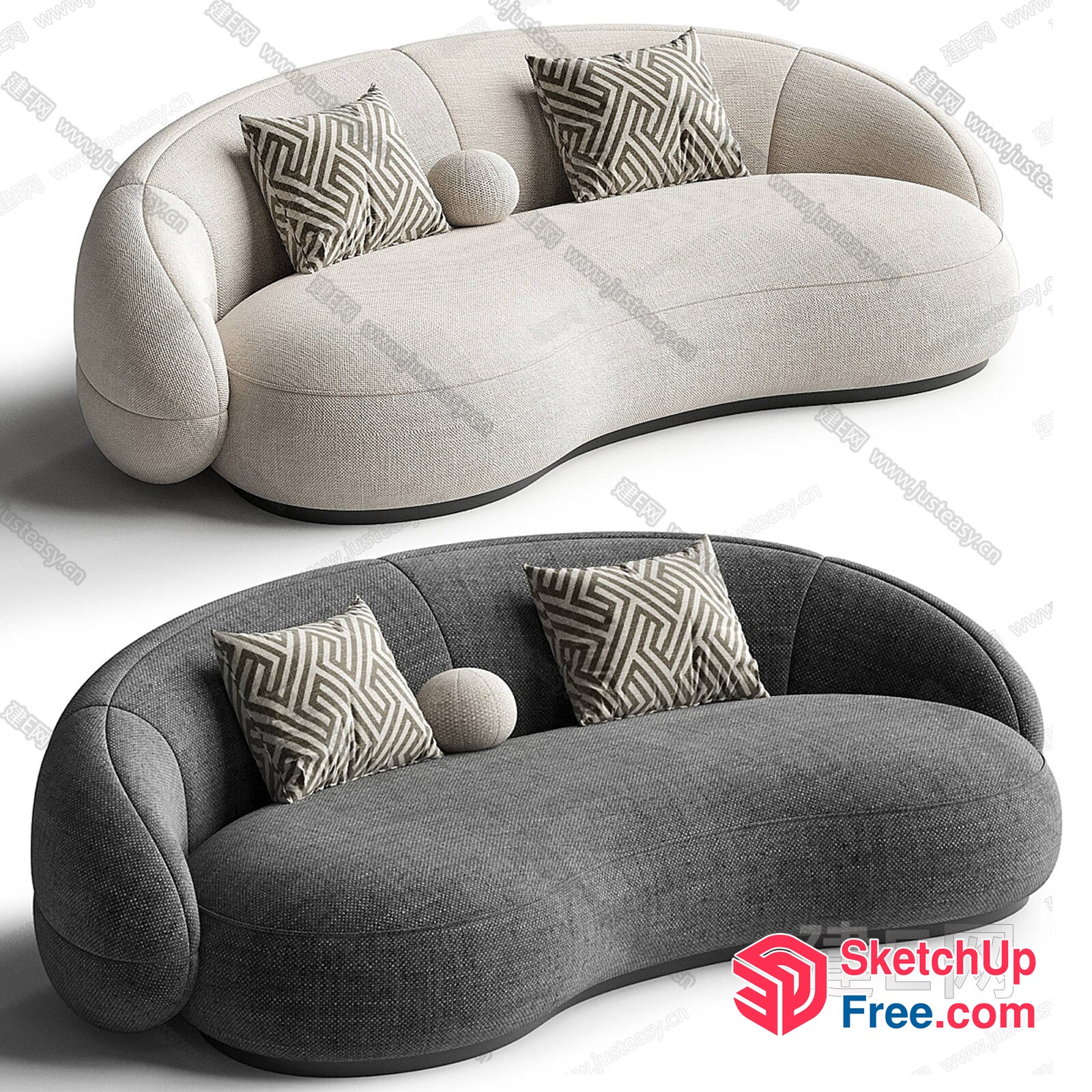 Elegant Curved Sofa Design 3D SketchUp File