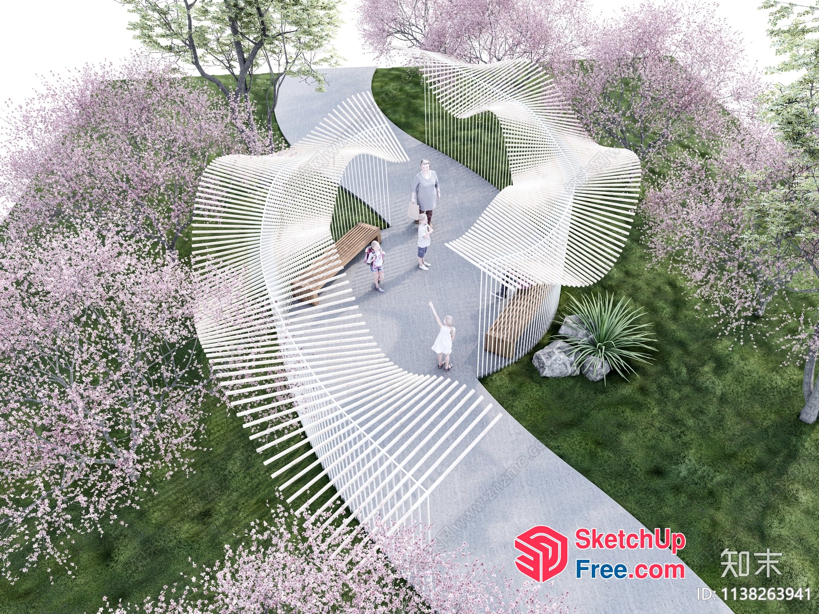 Modern White Sculptural Entrance Design 3D SketchUp File