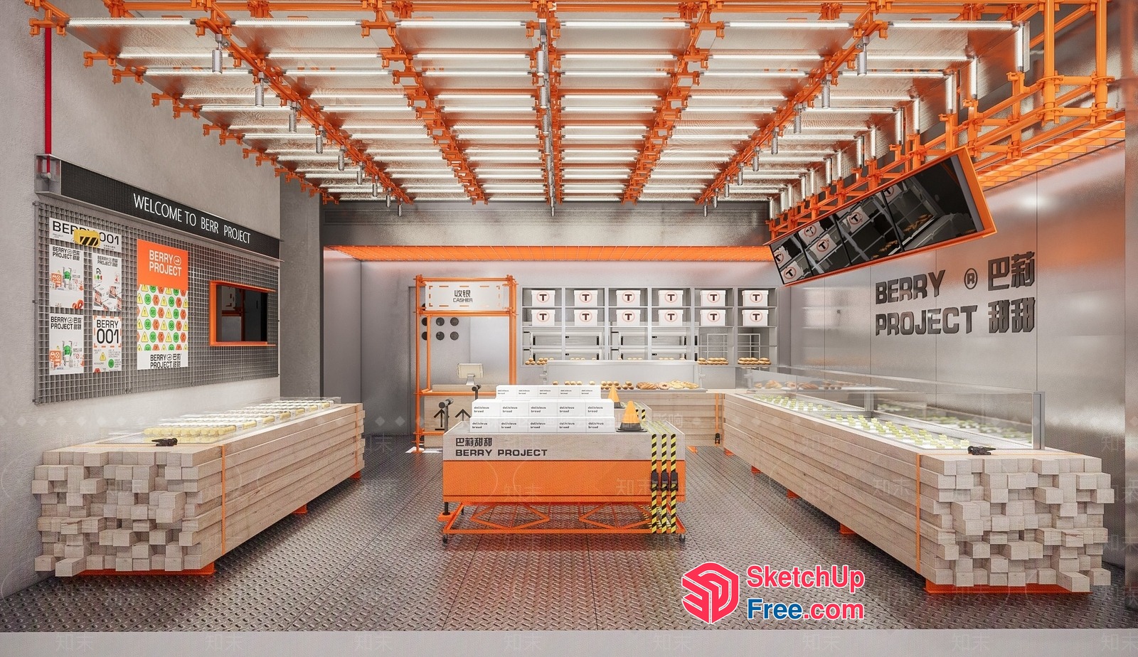 Industrial-Style Storefront With Modern Decor 3D SketchUp File