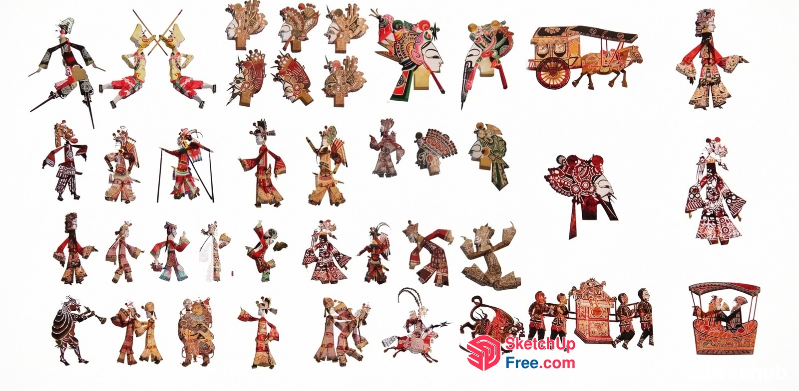 Traditional Chinese Shadow Puppetry Figures 3D SketchUp File