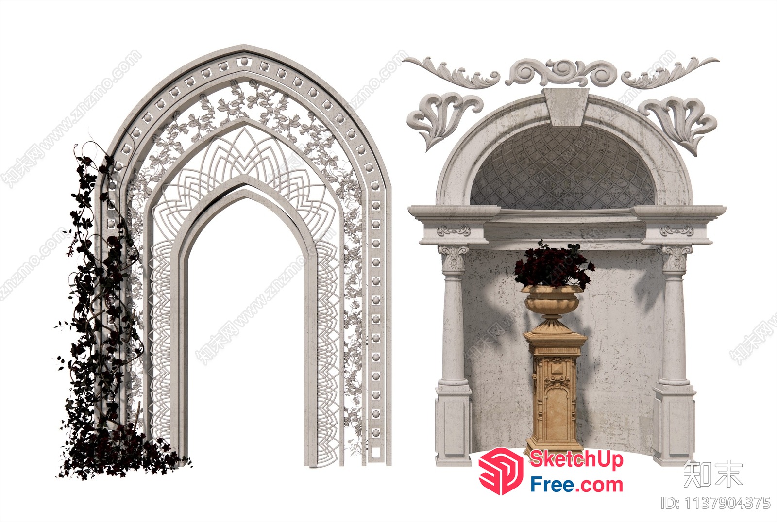 Ornate Archways And Pillars 3D SketchUp File