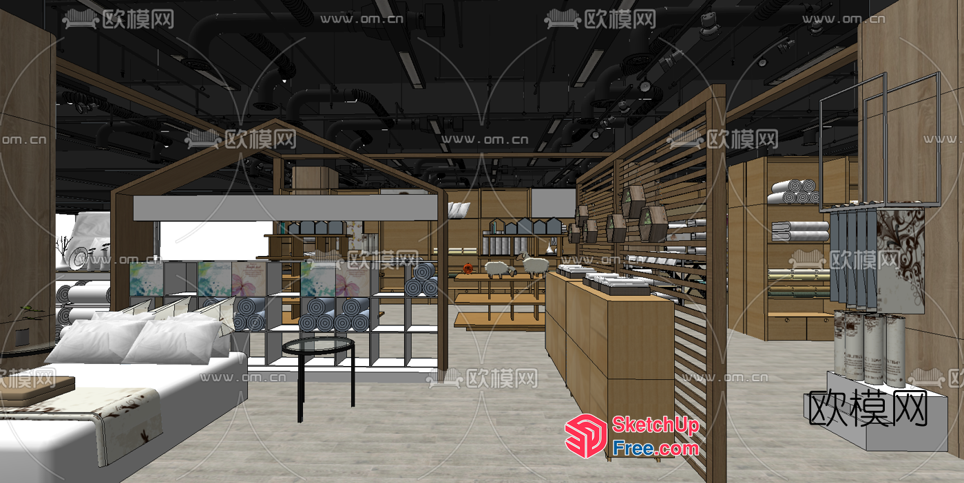 Modern Minimalist Japanese Style Furniture Showroom 3D SketchUp File