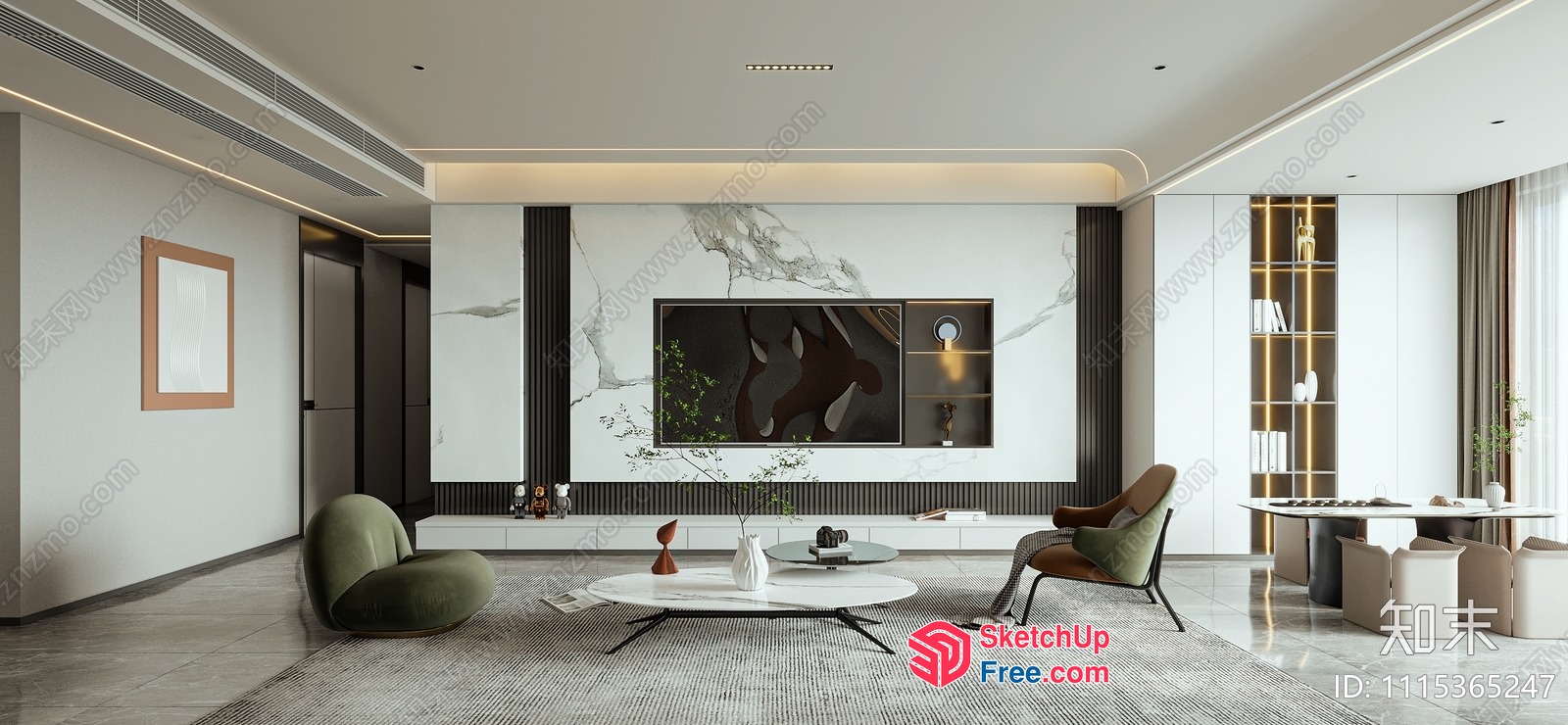 Modern Minimalist Living Room Design 3D SketchUp File