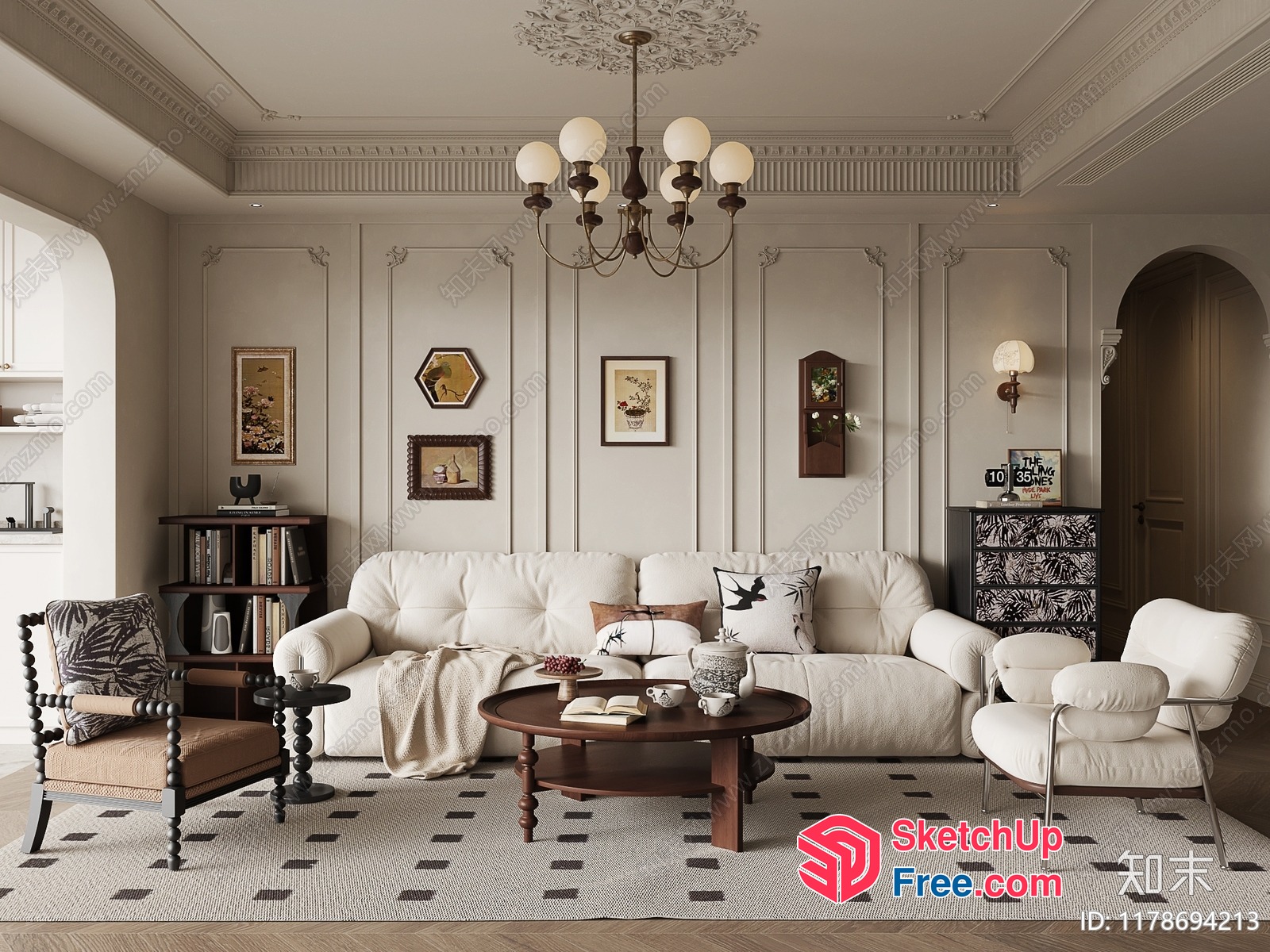 Elegant And Sophisticated Living Room Interior 3D SketchUp File