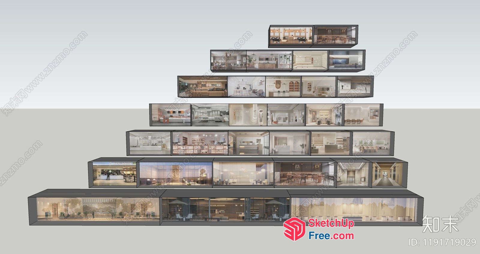 3D Interior Design Of A Modern Office Building 3D SketchUp File