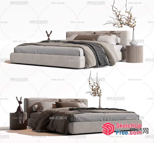 Modern Minimalist Bedroom Furniture Set 3D SketchUp File