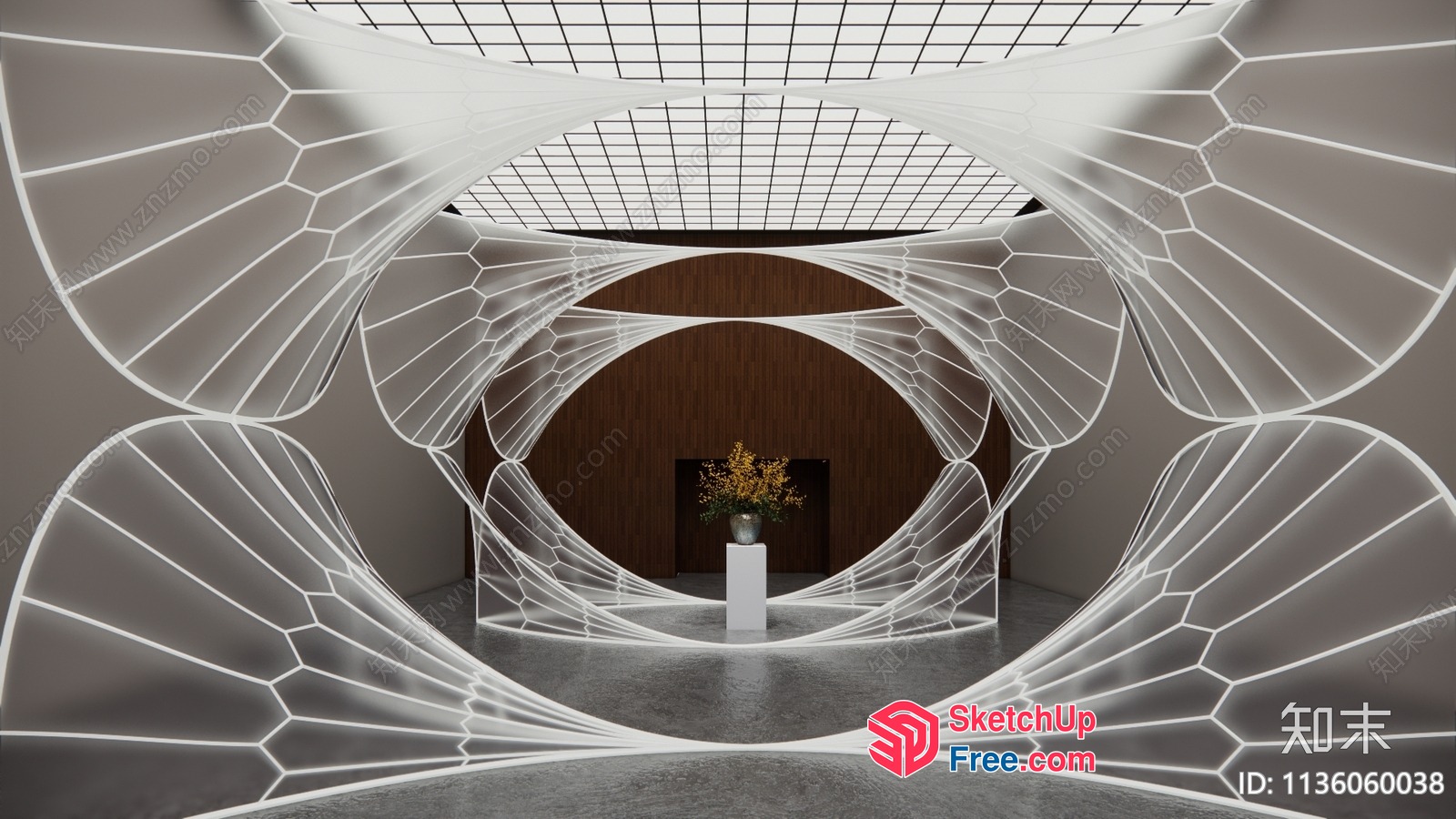 Modern Interior Design With Unique Stairway And Decorative Lighting 3D SketchUp File