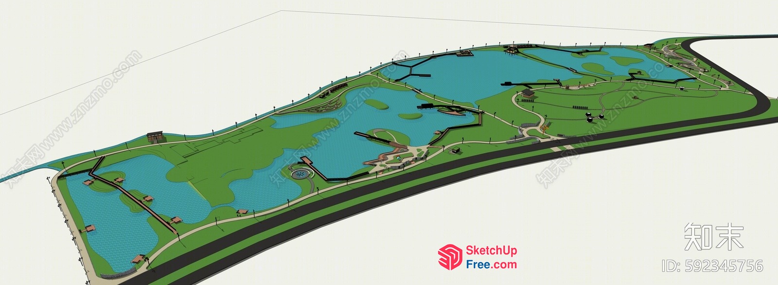 3D Park Landscape 3D SketchUp File