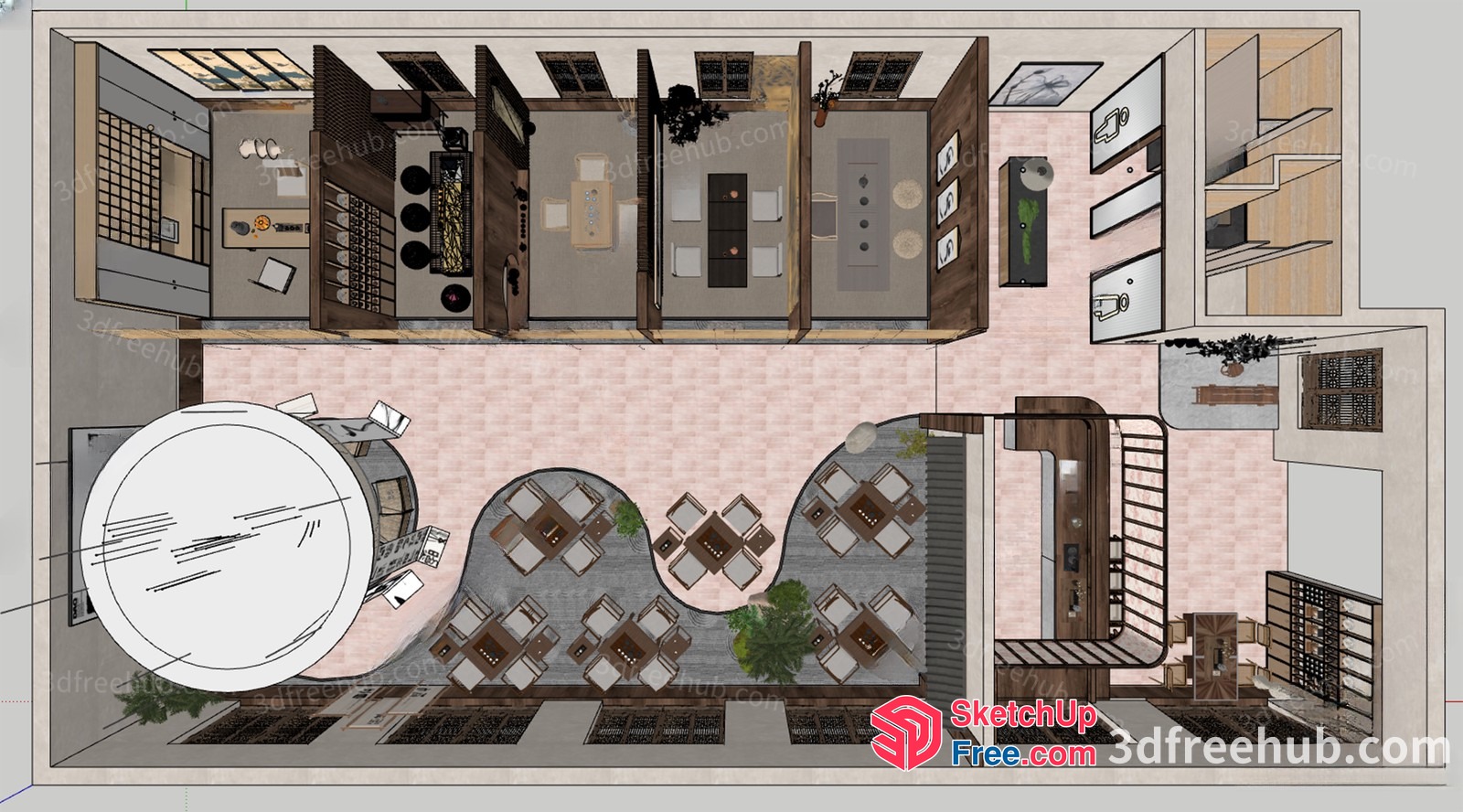 3D Floor Plan Of A Modern Office Building 3D SketchUp File