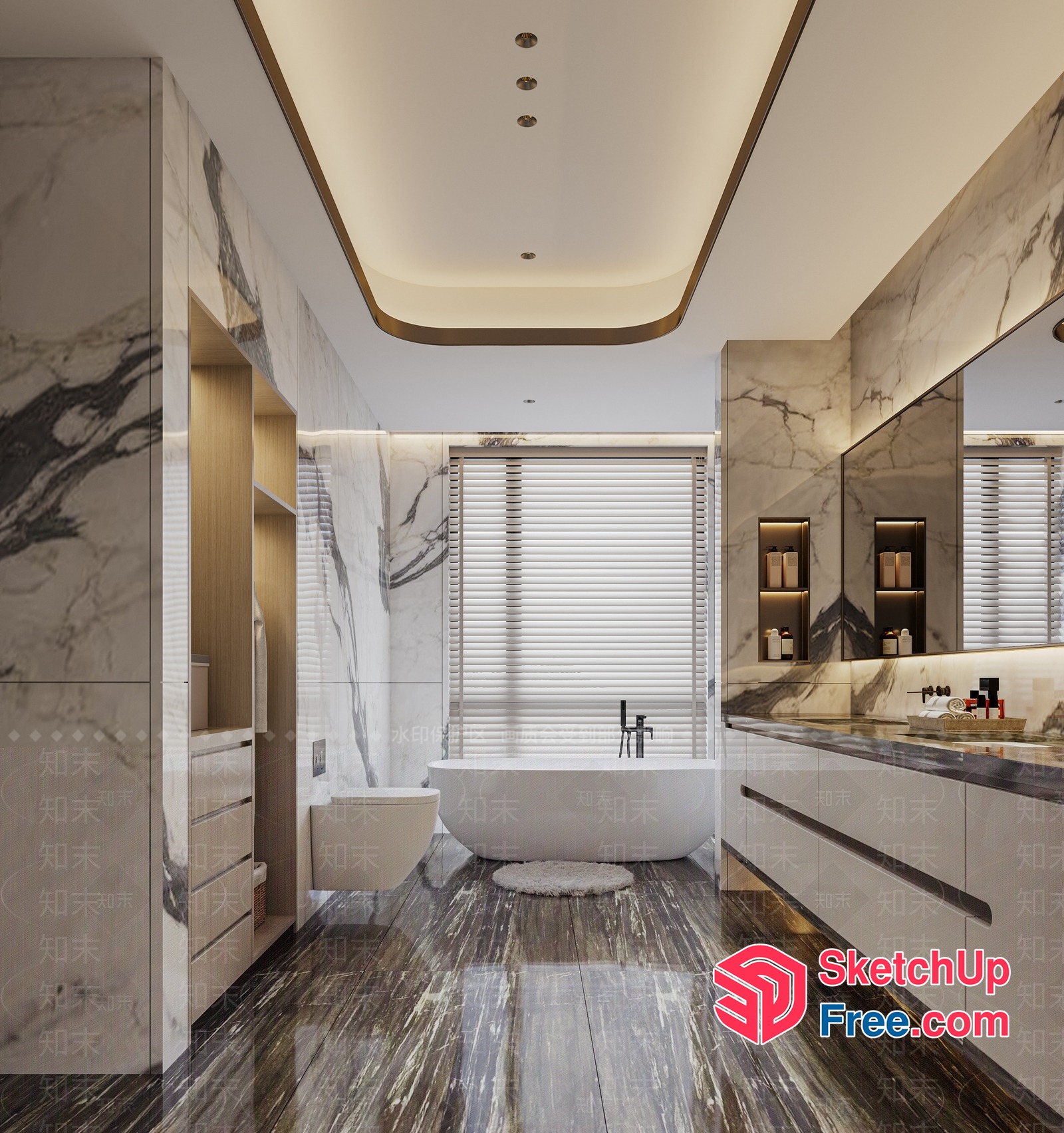 Modern Bathroom Design With Marble Accents And Sleek Fixtures 3D SketchUp File