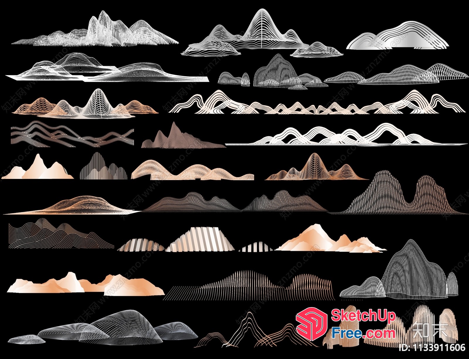 Intricate 3D Mountain Range Designs 3D SketchUp File
