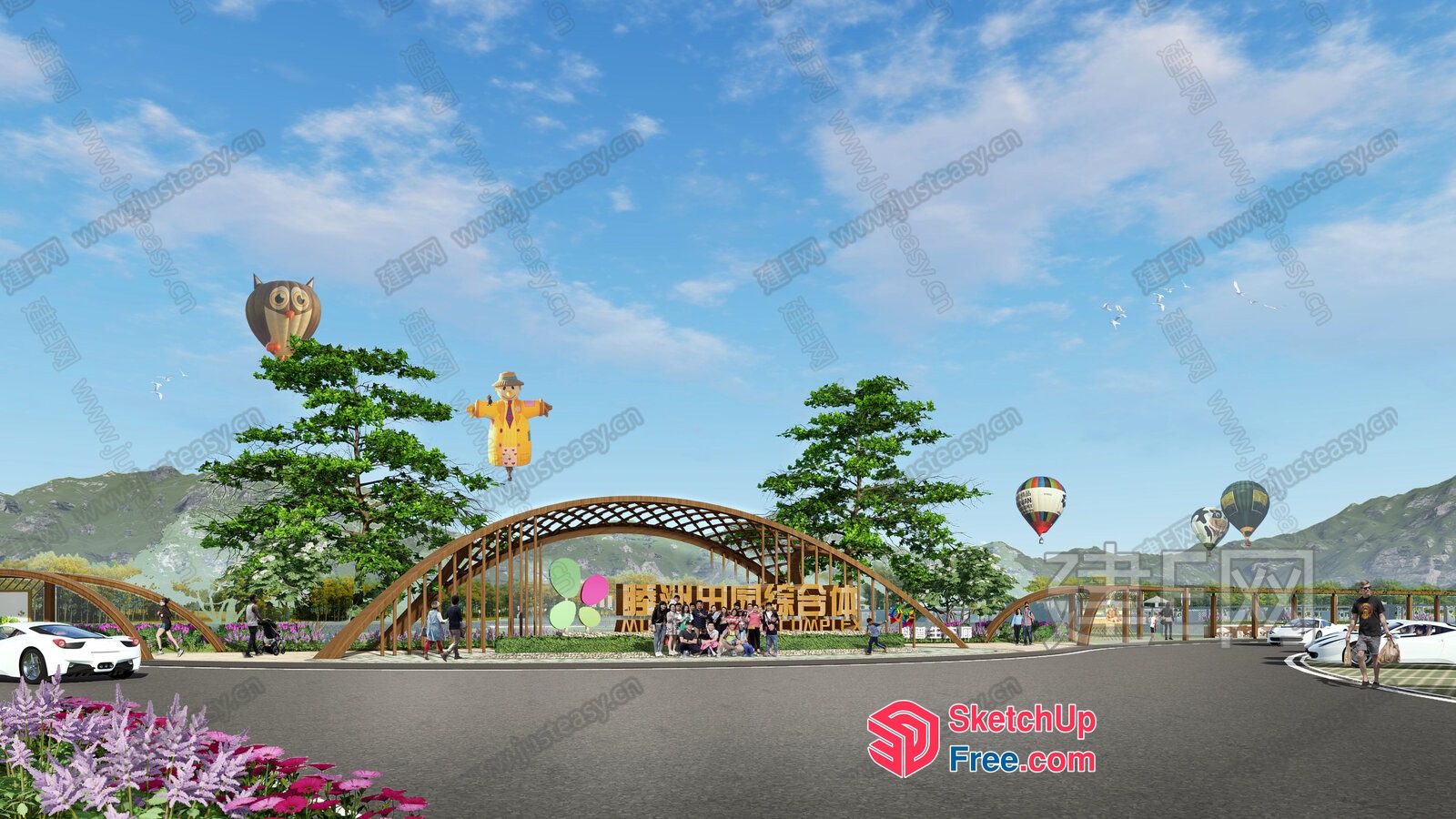 Whimsical Hot Air Balloon Display 3D SketchUp File