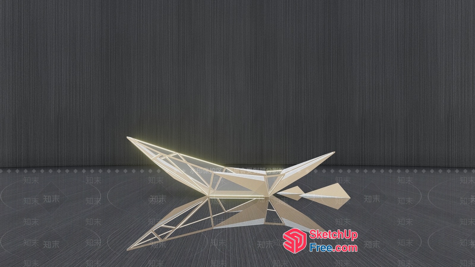 Futuristic Architectural Structure With Geometric Shapes And Lighting 3D SketchUp File