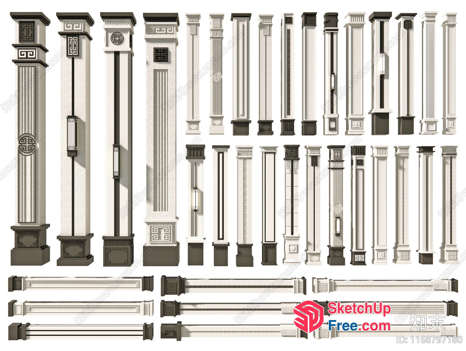 Pillar Design Variations 3D SketchUp File