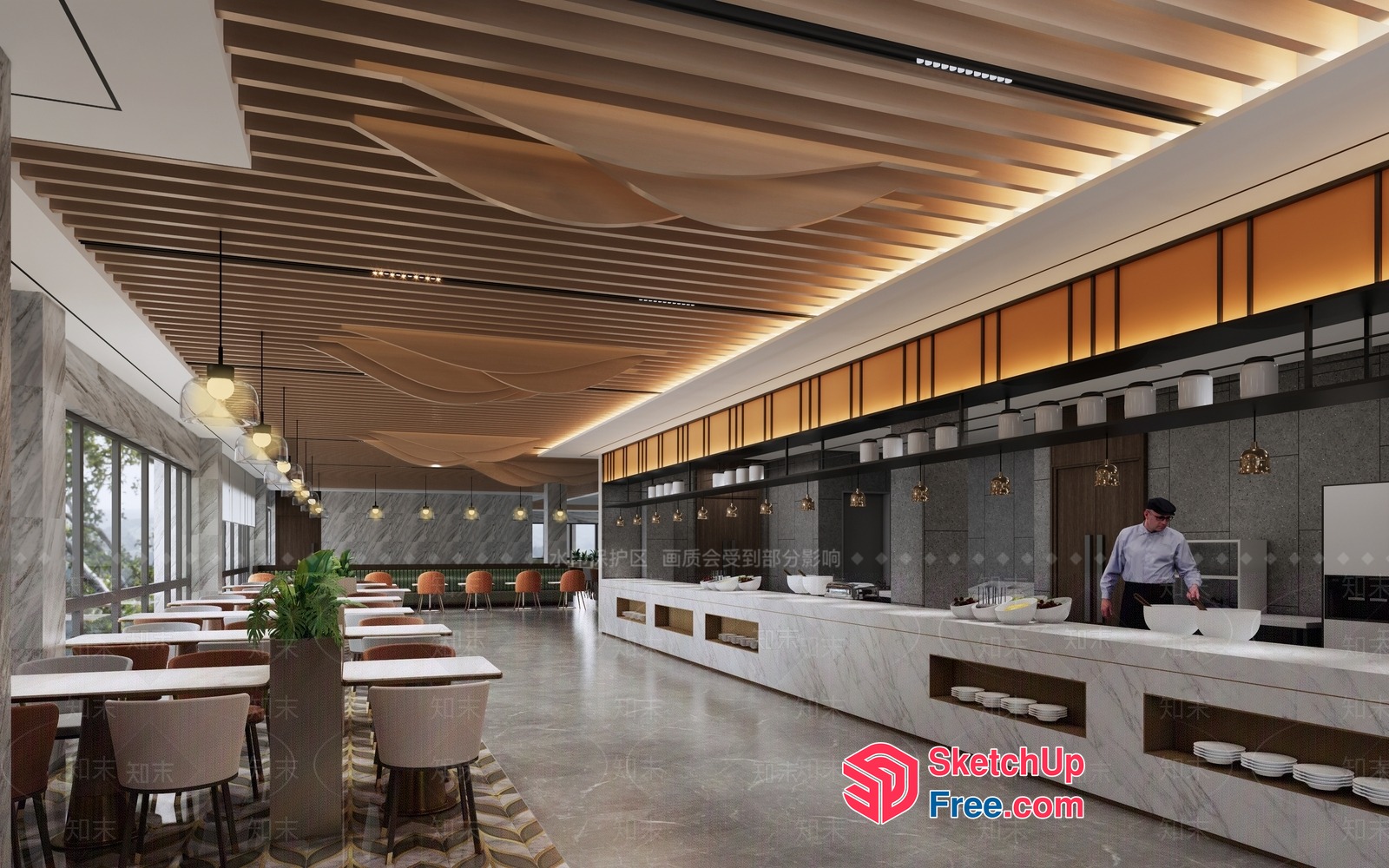 Modern Commercial Restaurant Interior Design 3D SketchUp File
