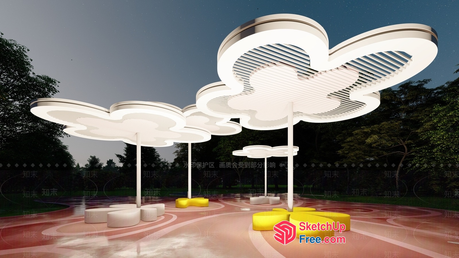 Cloud-Like Ceiling Design 3D SketchUp File