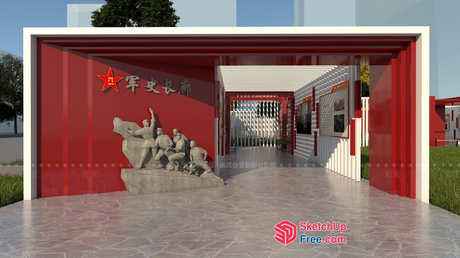 Exterior Decor Of A Chinese-Inspired Building 3D SketchUp File