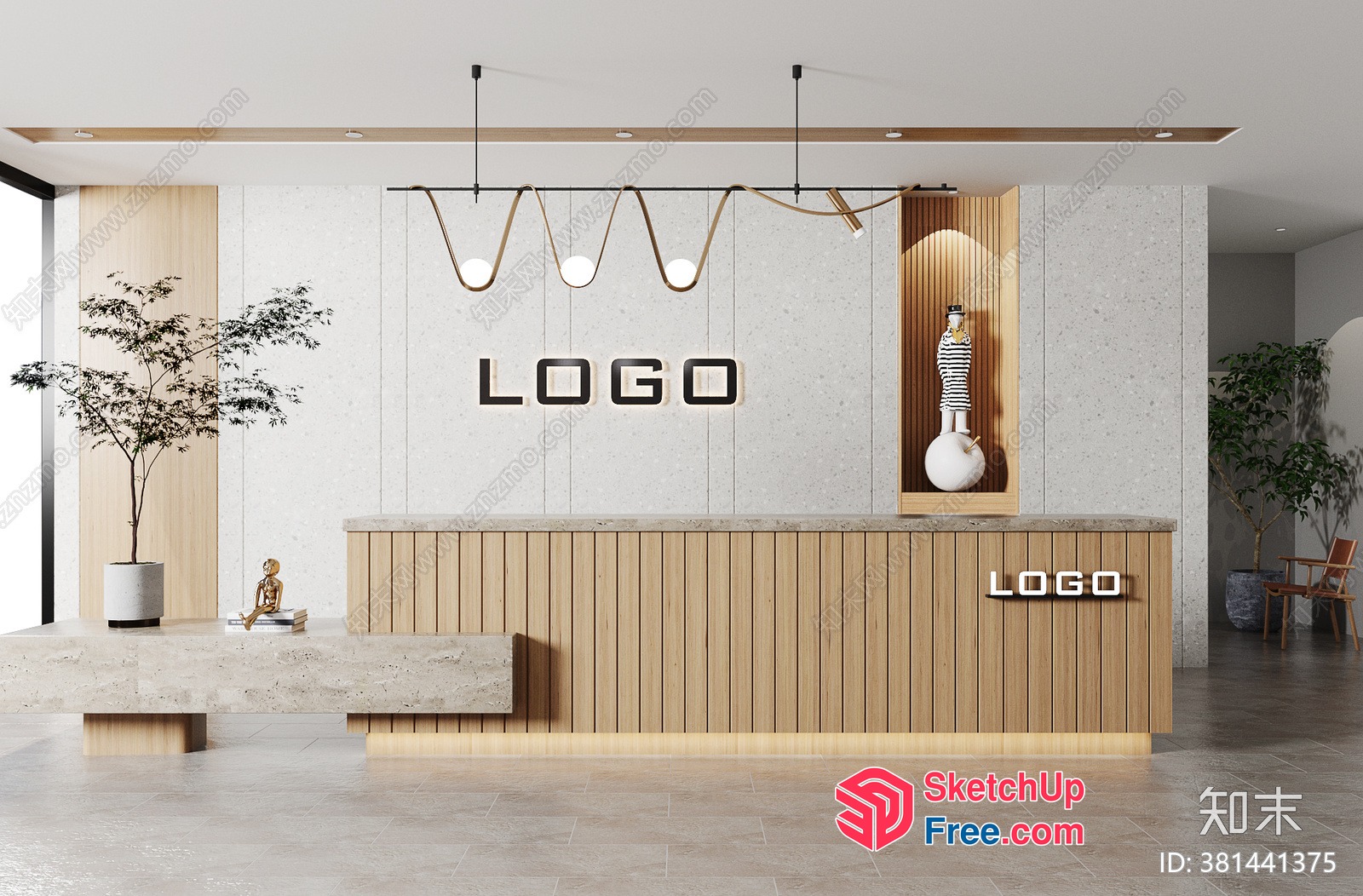 Modern Minimalist Office Reception Area 3D SketchUp File