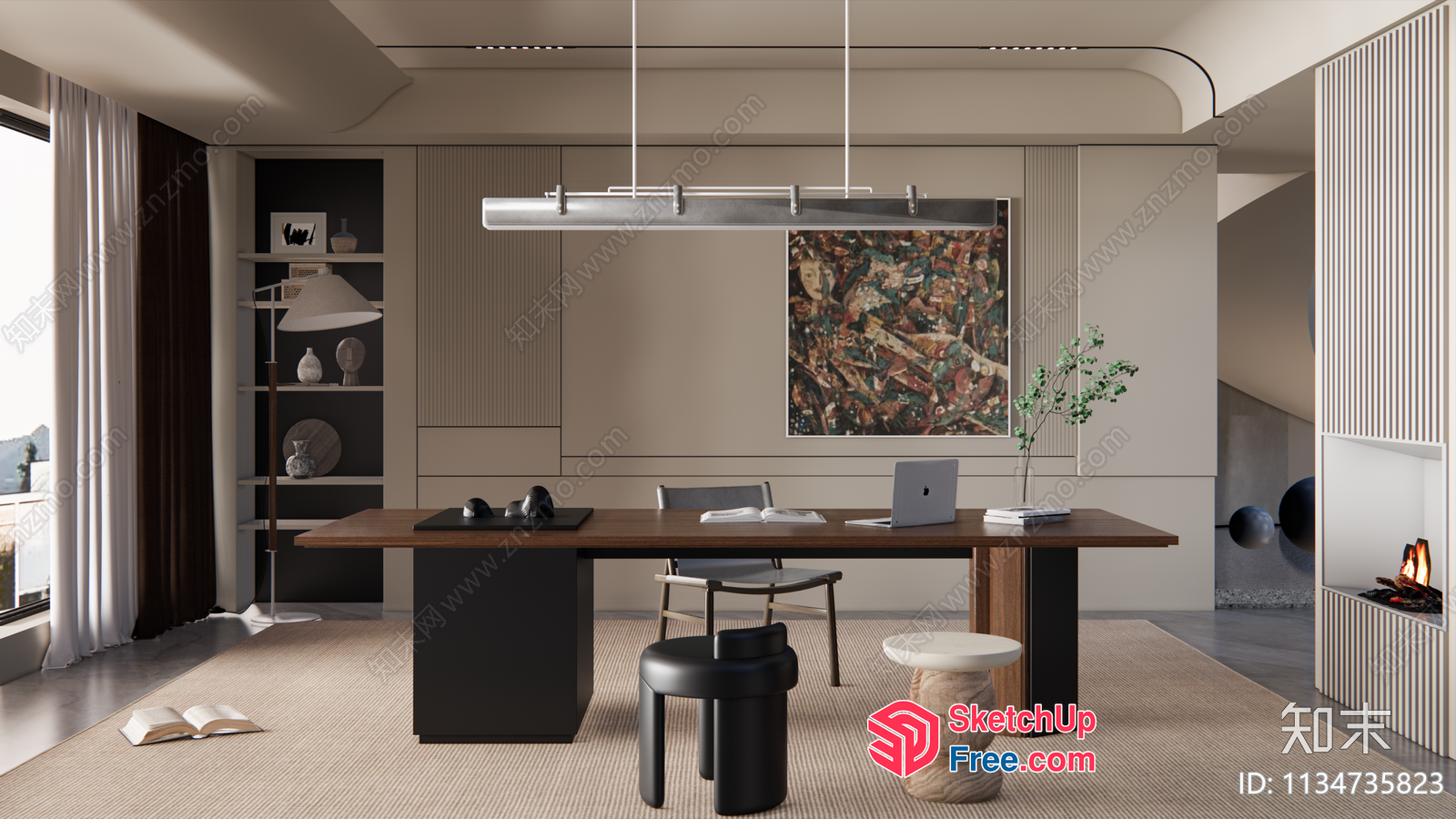 Modern Office Space With Elegant Furniture And Artwork 3D SketchUp File