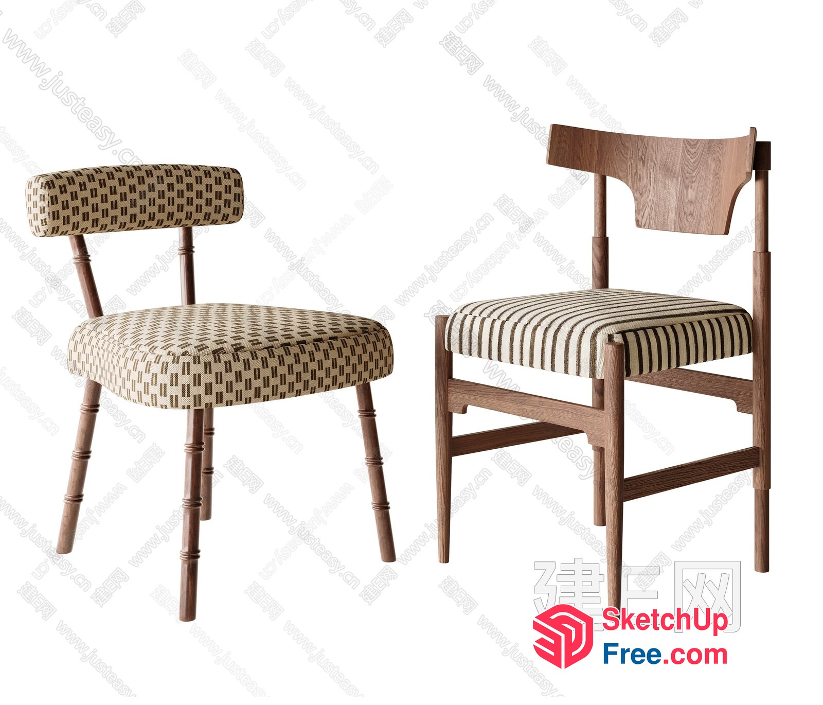 Two Chairs With Unique Patterns And Designs 3D SketchUp File